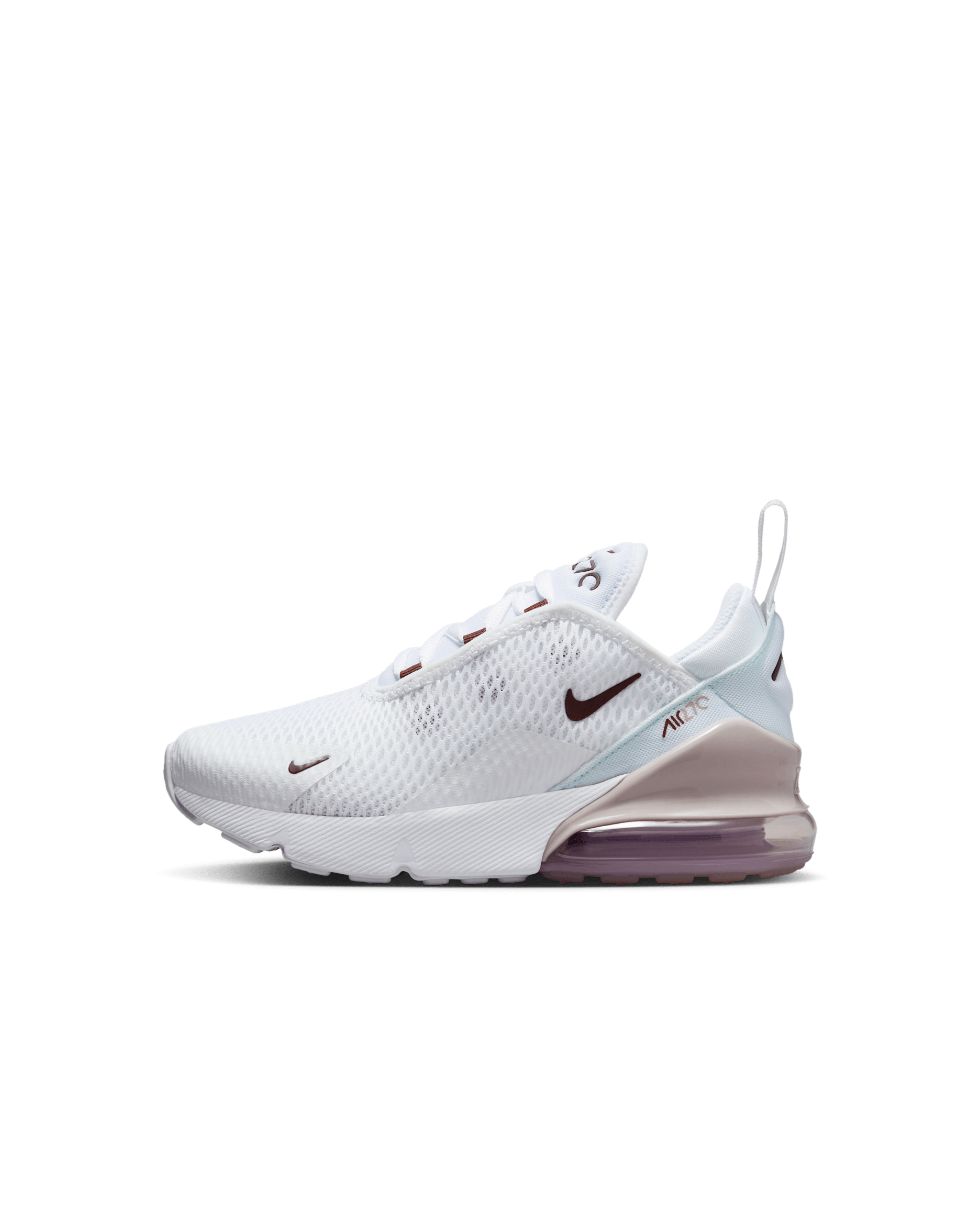 Nike Air Max 270 小童鞋款 - 白色/Platinum Violet/Burgundy Crush
