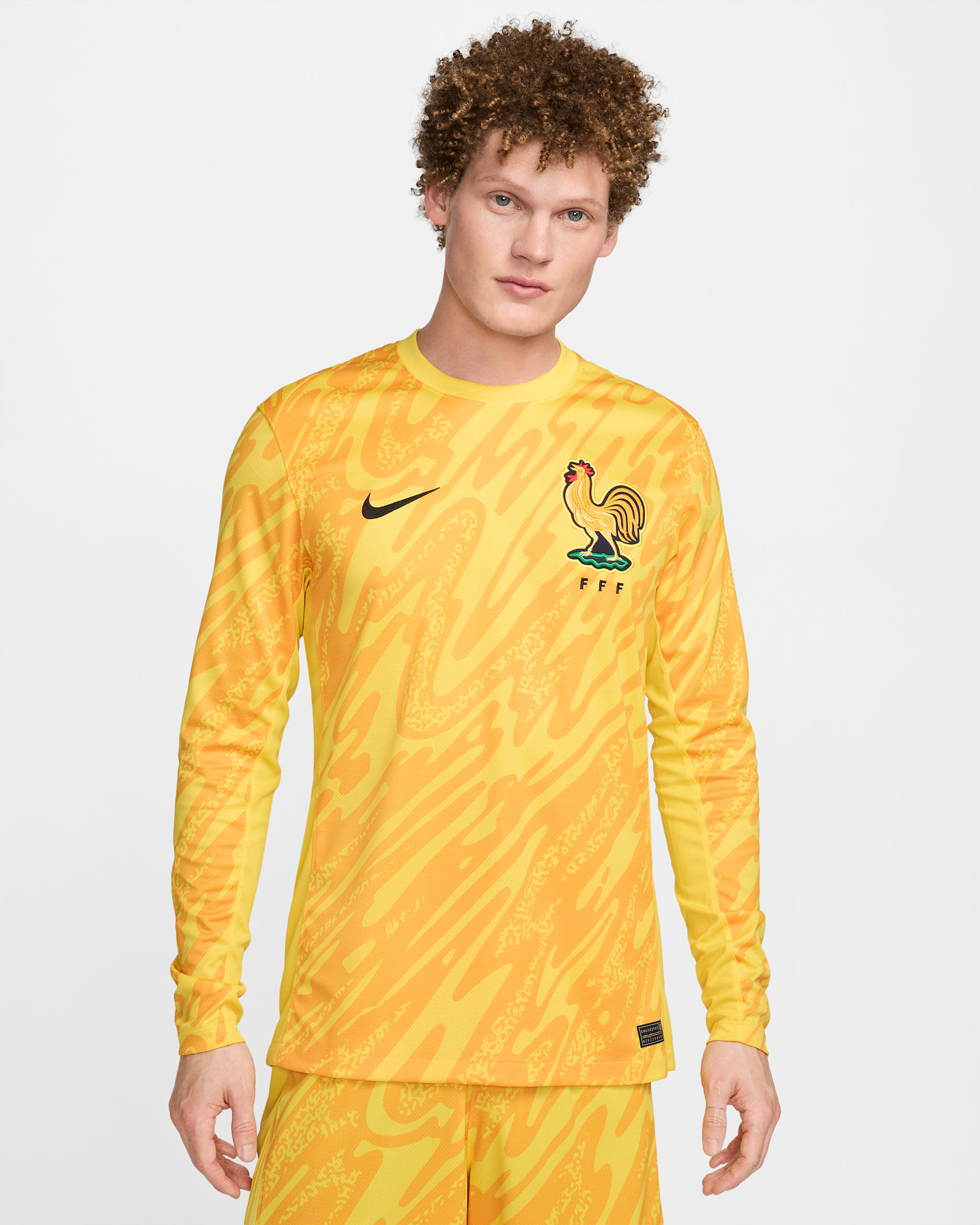 FFF (Women's Team) 2024/25 Stadium Goalkeeper Men's Nike Dri-FIT Football Replica Shirt - Tour Yellow/University Gold/University Gold/Black