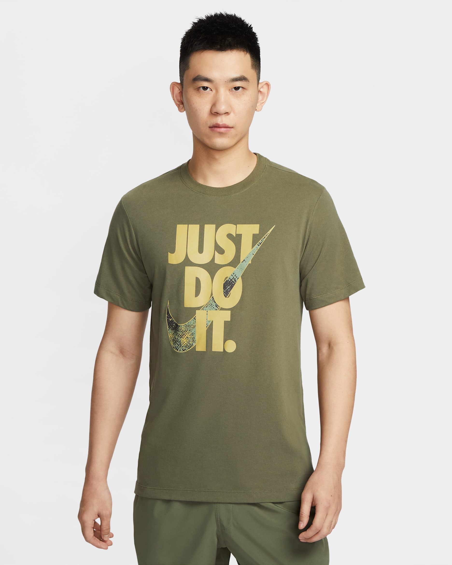 Nike Men's Dri-FIT Short-Sleeve Fitness T-Shirt - Medium Olive