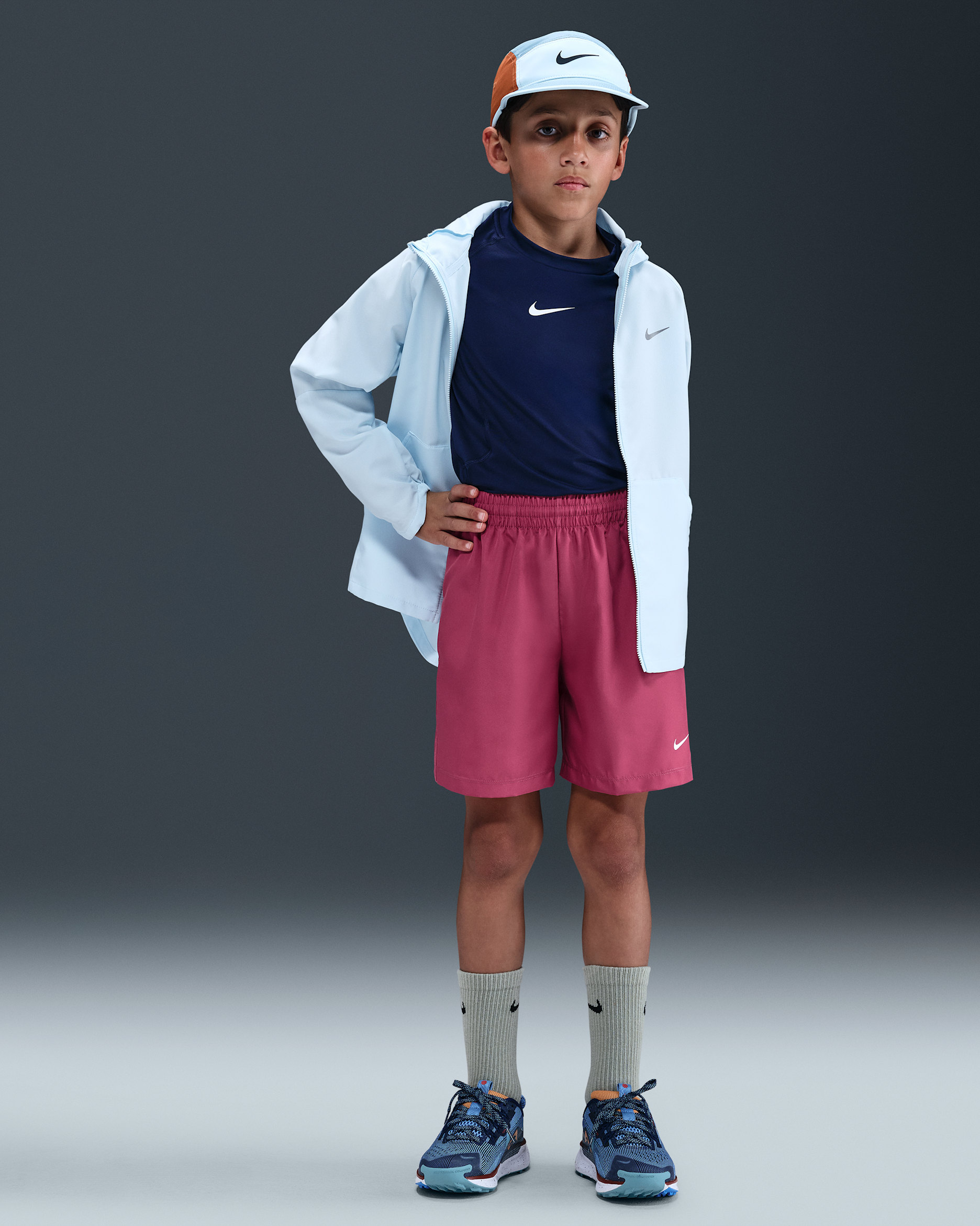 Shorts de entrenamiento Dri-FIT para niños talla grande Nike Multi - Remolacha dulce/Blanco