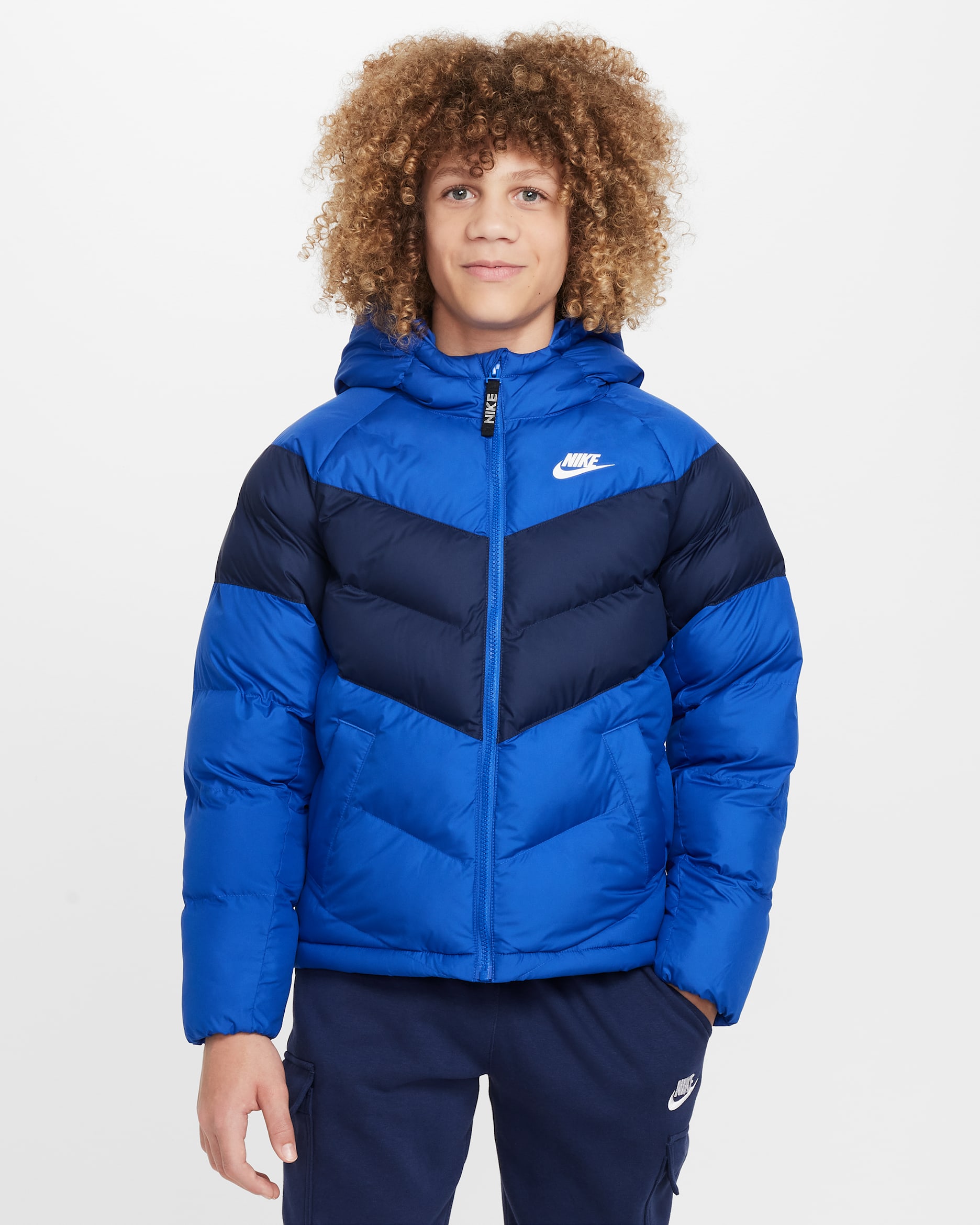 Nike Sportswear Older Kids' Synthetic Fill Hooded Jacket - Game Royal/Midnight Navy/White