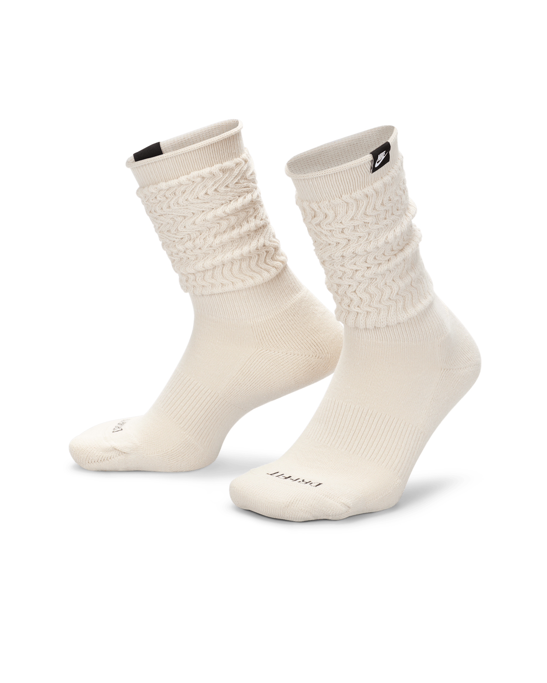 Nike Everyday Plus Slouchy Cushioned Crew Socks (1 Pair) - Light Bone/Black