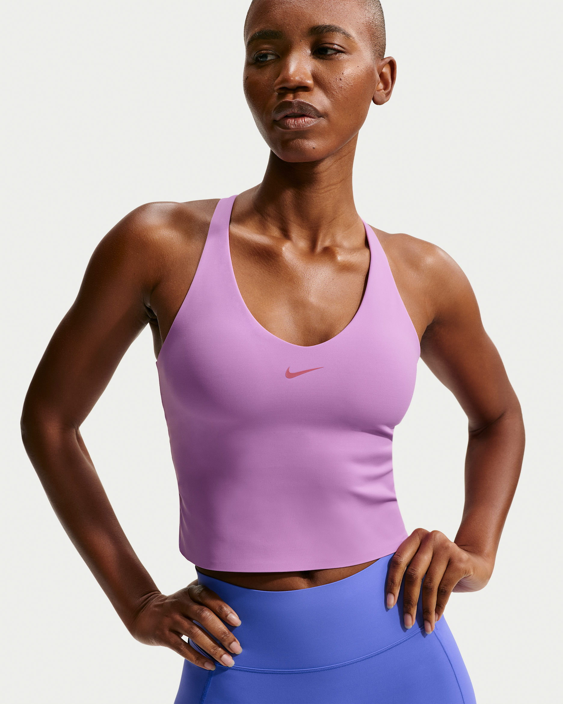 Nike Universa Women's Medium-Support Padded Sports Bra Tank - Light Magenta/Dark Orchid/Desert Berry