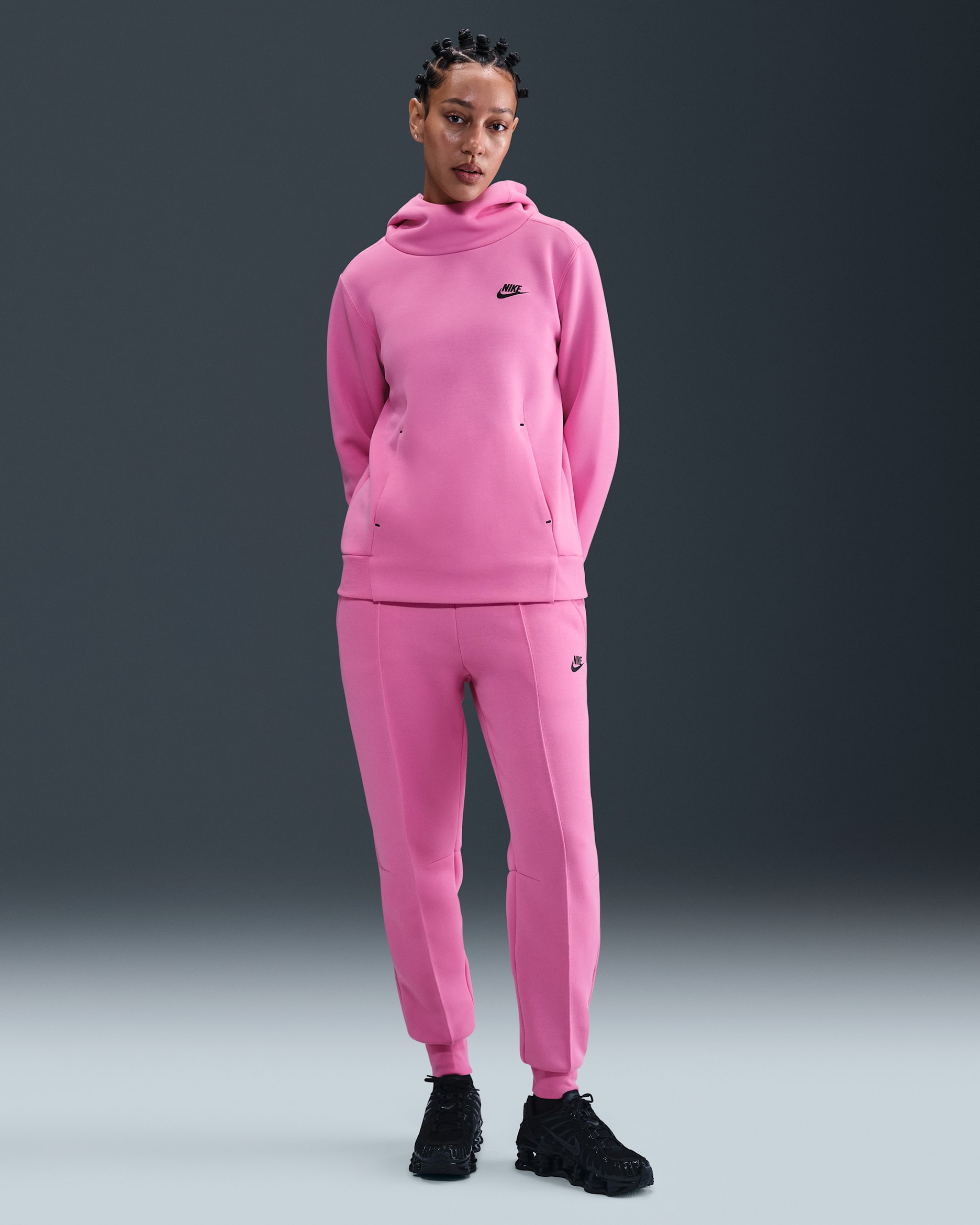 Nike Sportswear Tech Fleece Women's Mid-Rise Joggers - Playful Pink/Black