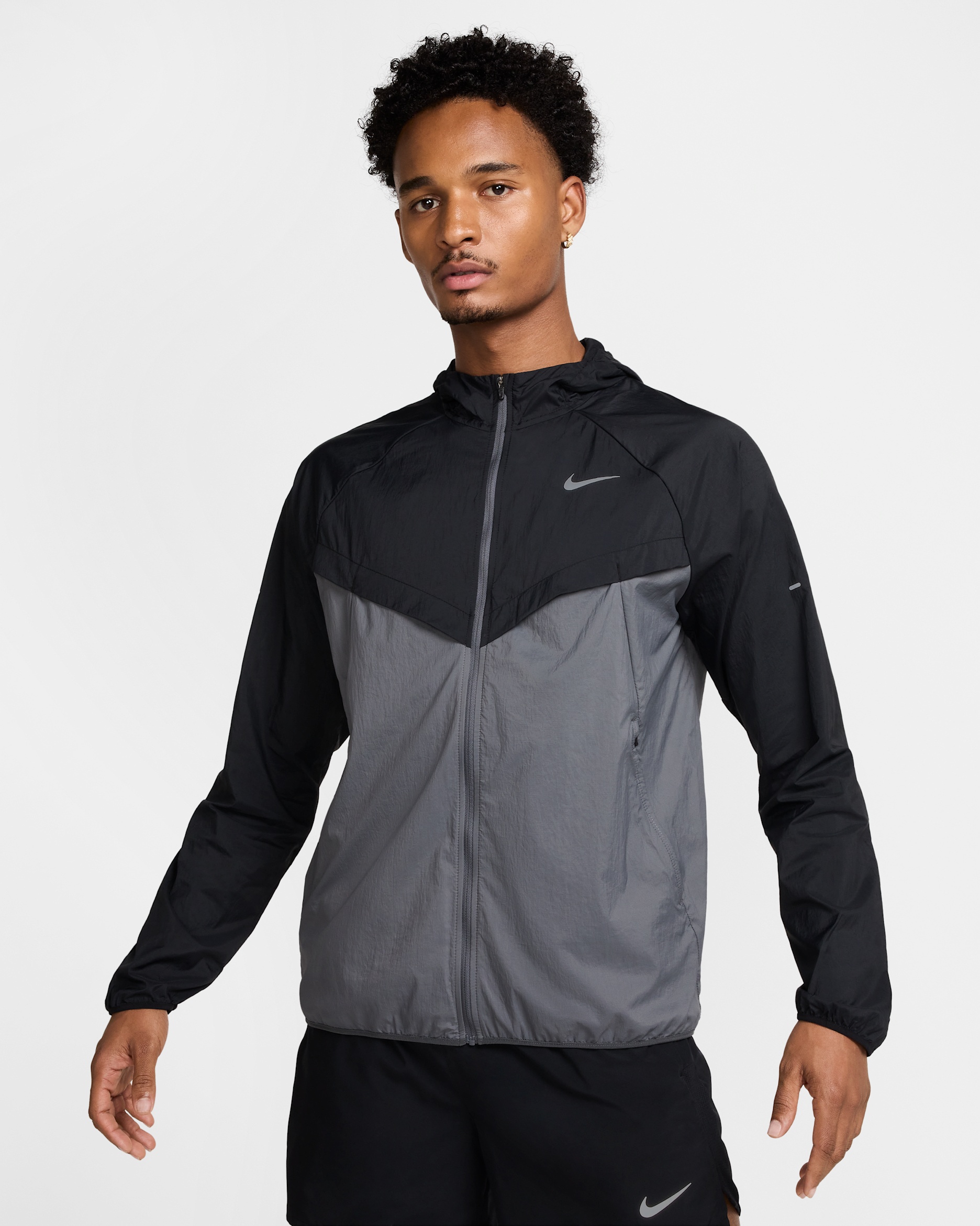 Nike Stride Men's Repel UV Running Jacket - Black/Iron Grey