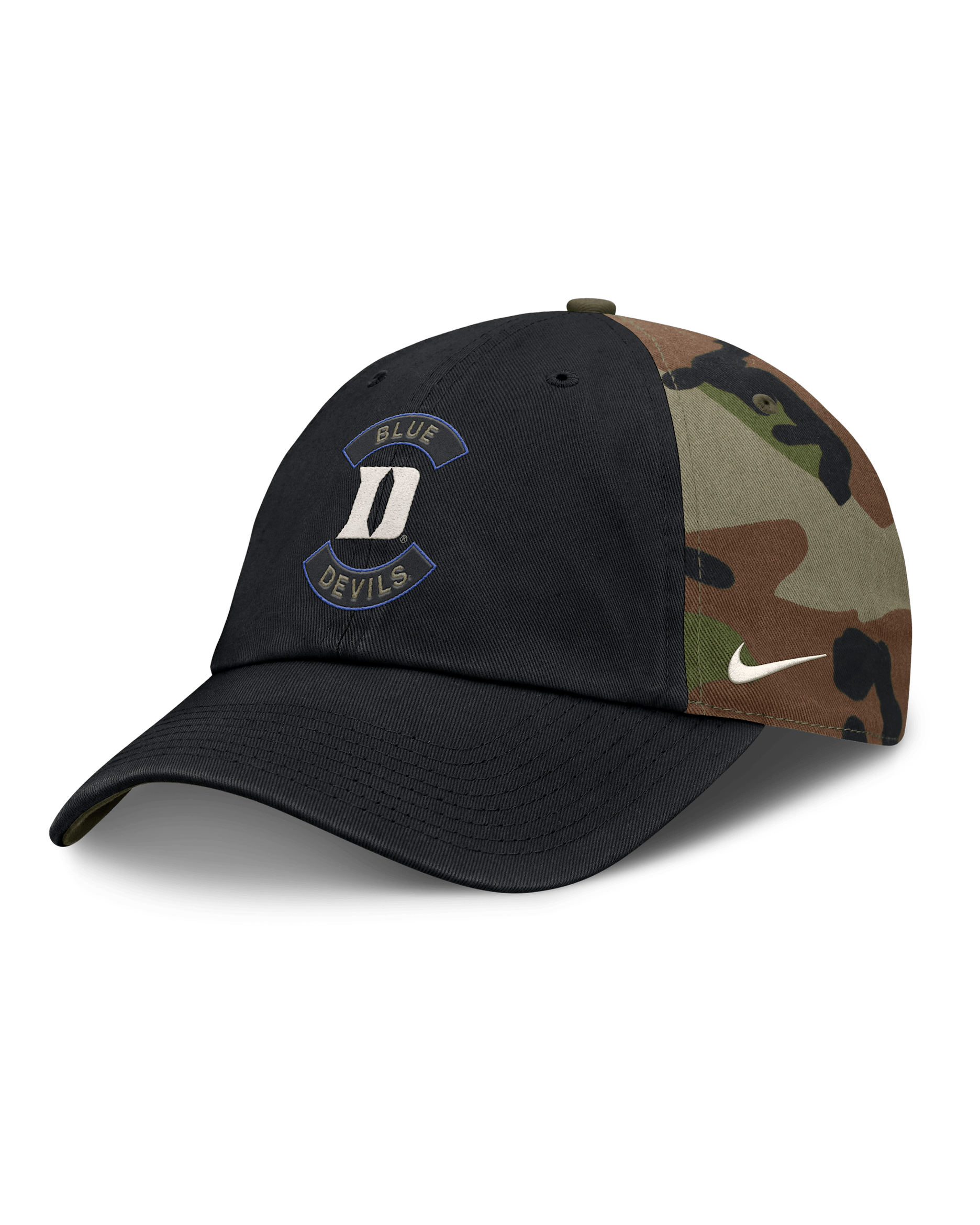 Gorra universitaria ajustable Nike para hombre Duke 2025 Military Appreciation Club - Verde camuflaje