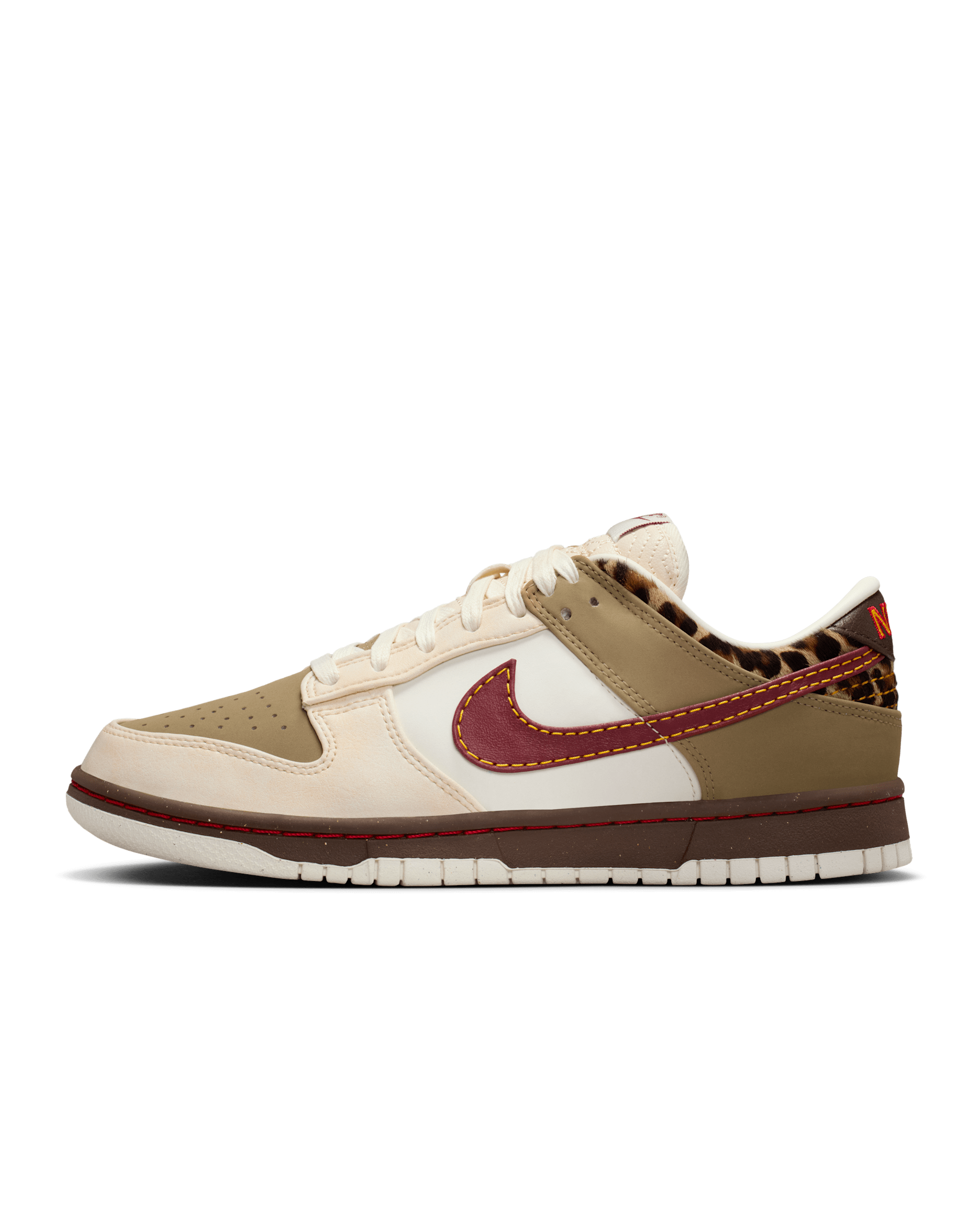 Nike Dunk Low Women's Shoes - Khaki/Baroque Brown/Pearl White/Team Red