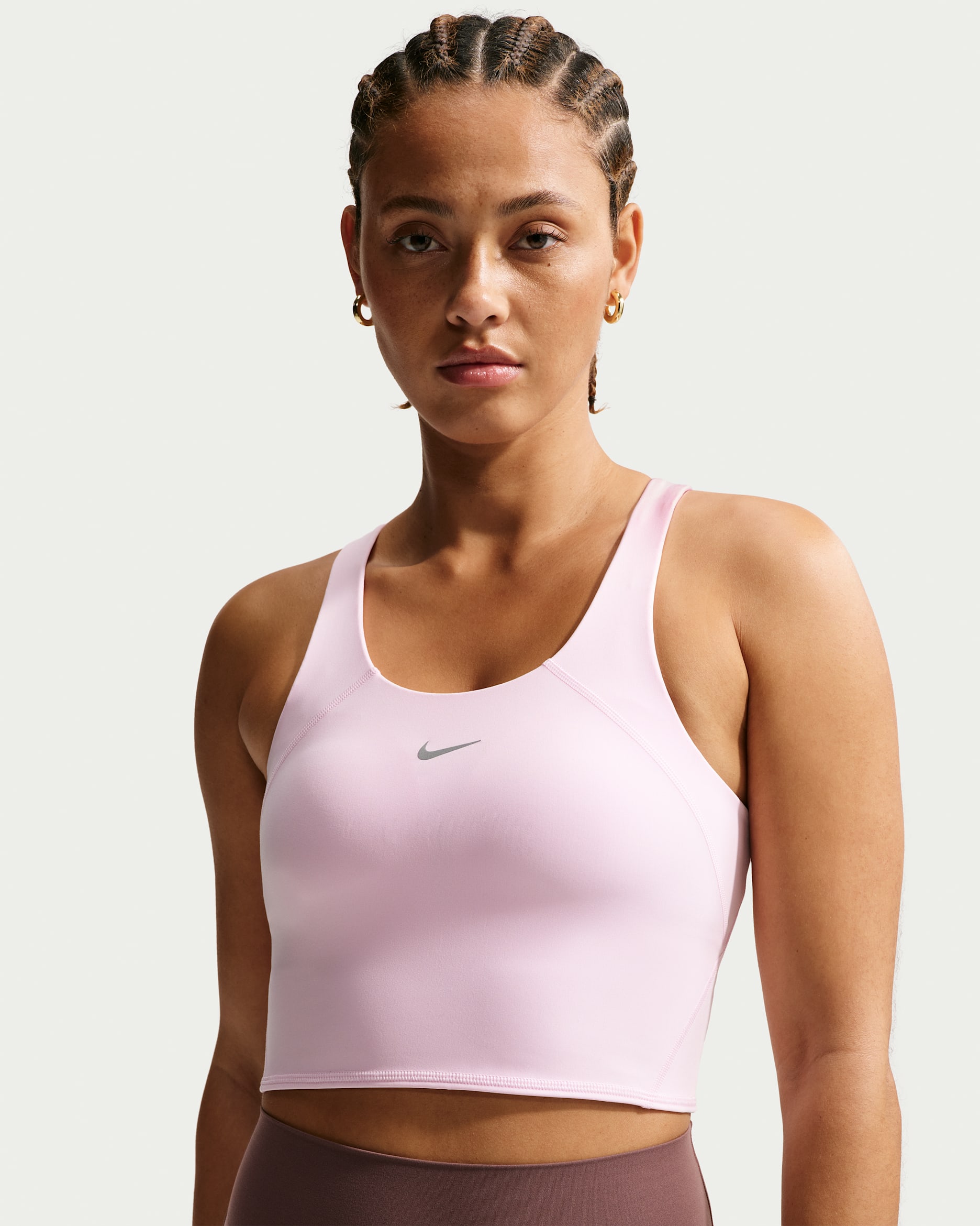 Nike Tempo Women's Medium-Support Cropped Sports Bra Tank Top - Pink Foam