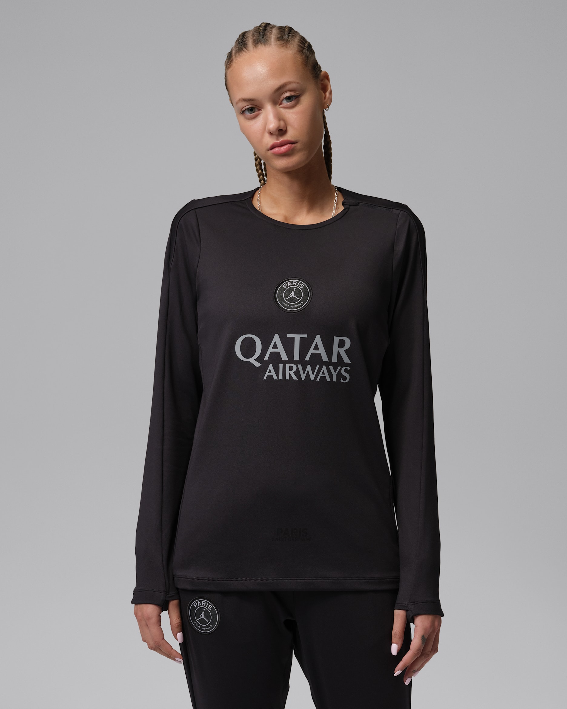 Paris Saint-Germain Strike Jordan Dri-FIT rundhalset fotballtrøye til dame (fjerde utgave) - Off Noir/Particle Grey