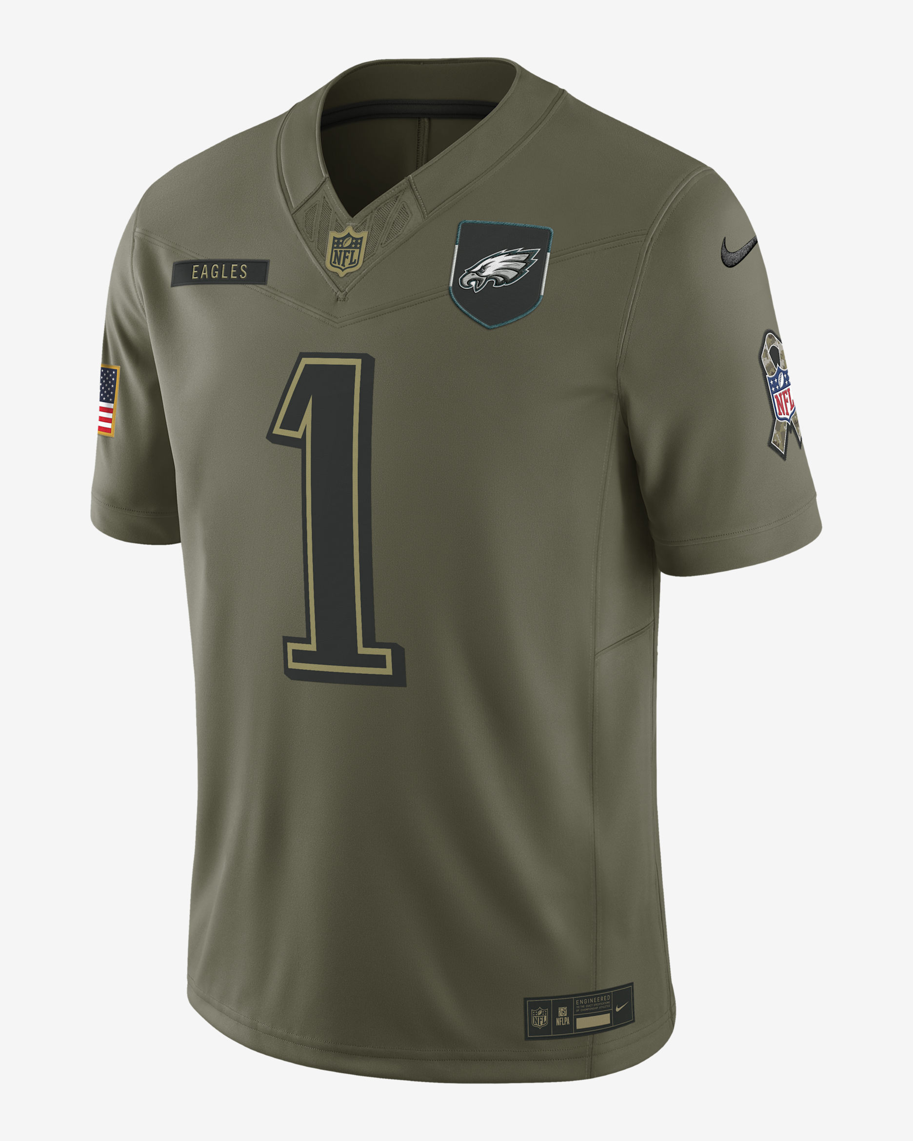 Jalen Hurts Philadelphia Eagles Salute to Service Men's Nike Dri-FIT NFL Limited Jersey - Medium Olive