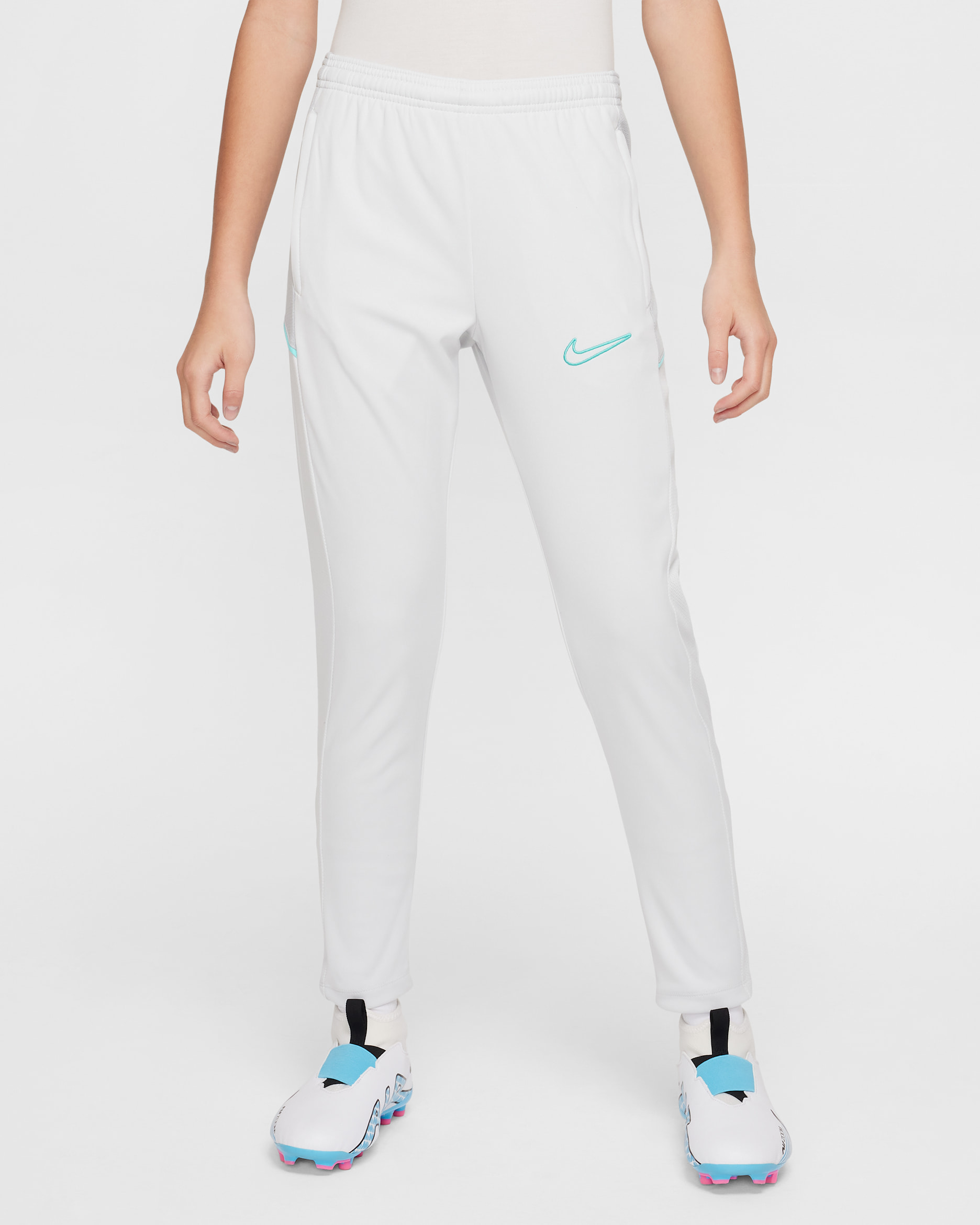 Nike Academy Big Kids' Dri-FIT Soccer Pants - Photon Dust/Light Smoke Grey/Photon Dust/Dynamic Turquoise