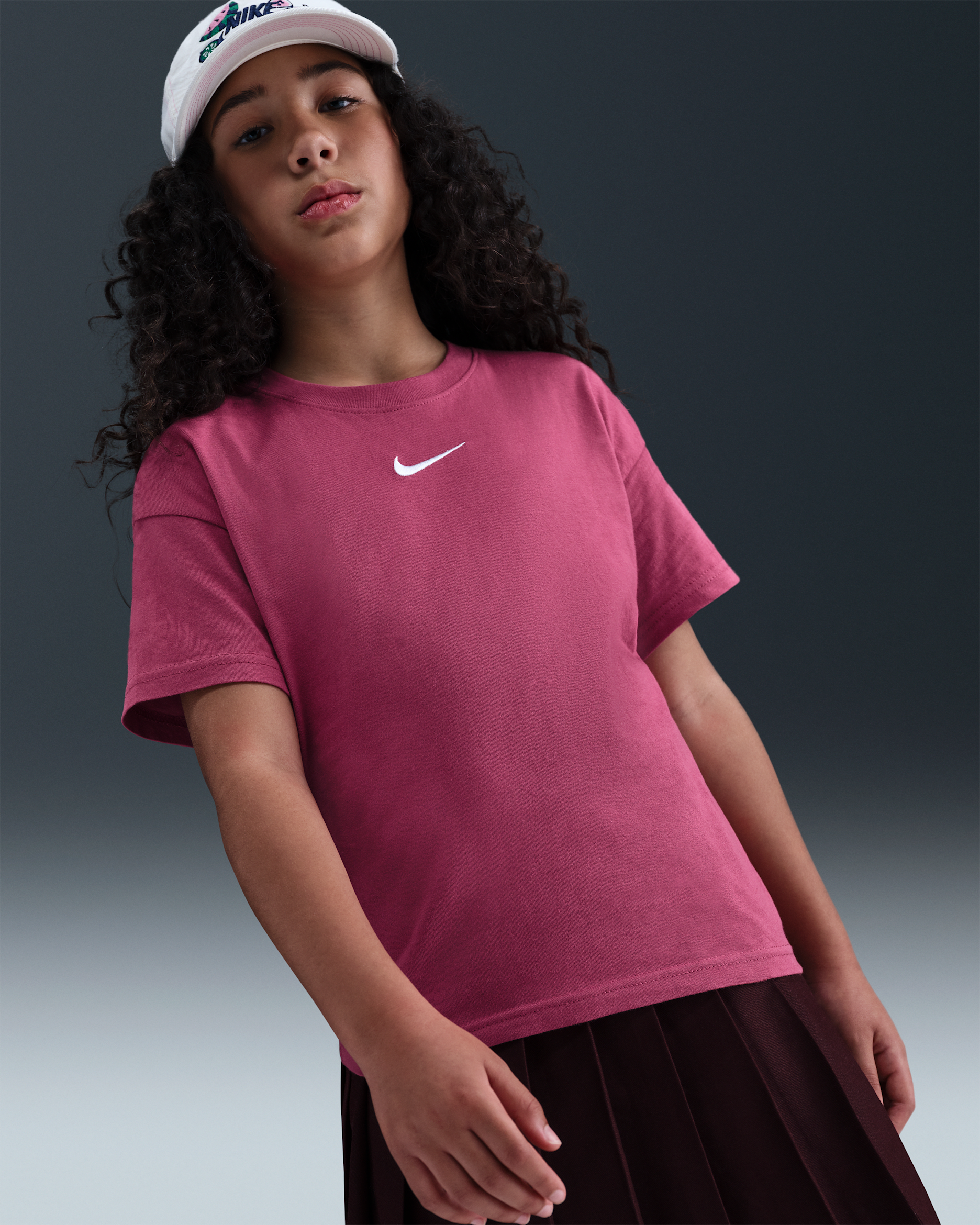 Nike Sportswear Essential Big Kids' (Girls') T-Shirt - Sweet Beet