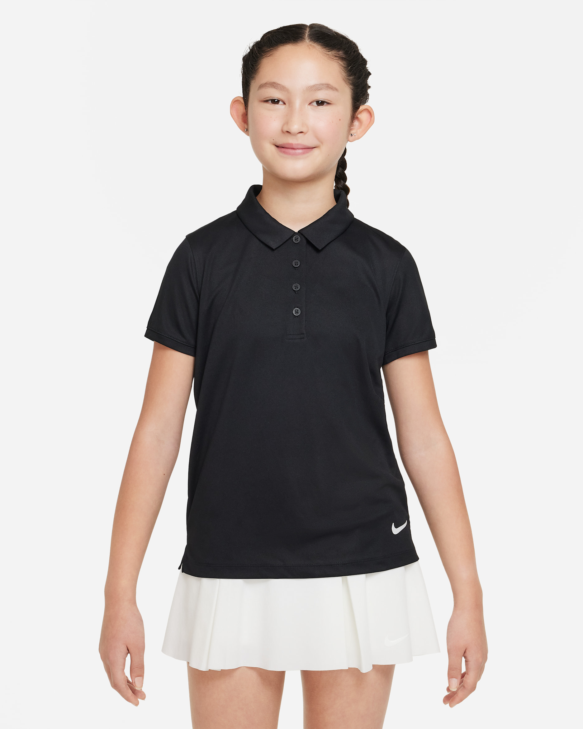 Nike Dri-FIT Victory Big Kids' (Girls') Golf Polo - Black/White