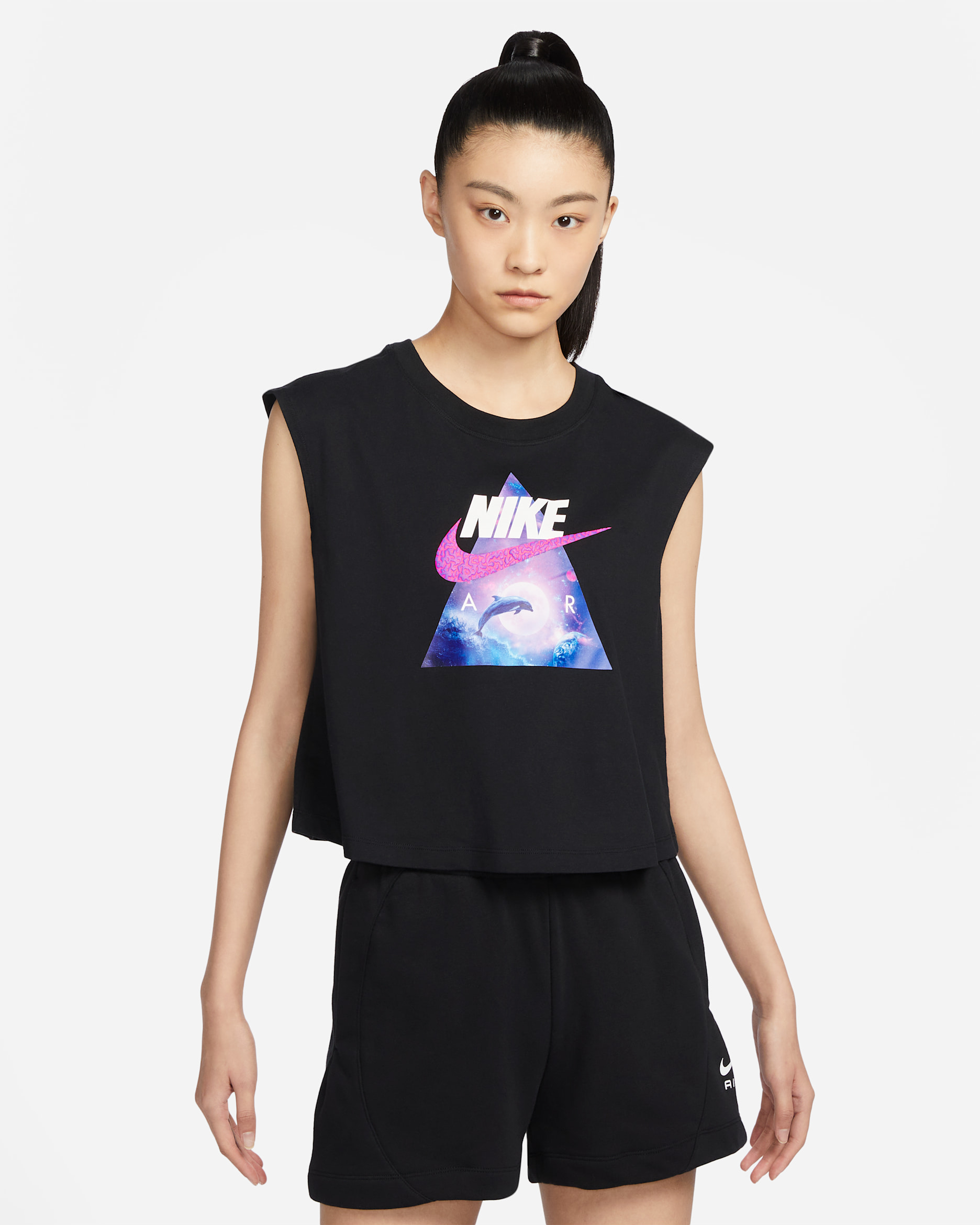 เสื้อกล้ามเอวลอยผู้หญิง Nike Sportswear - ดำ