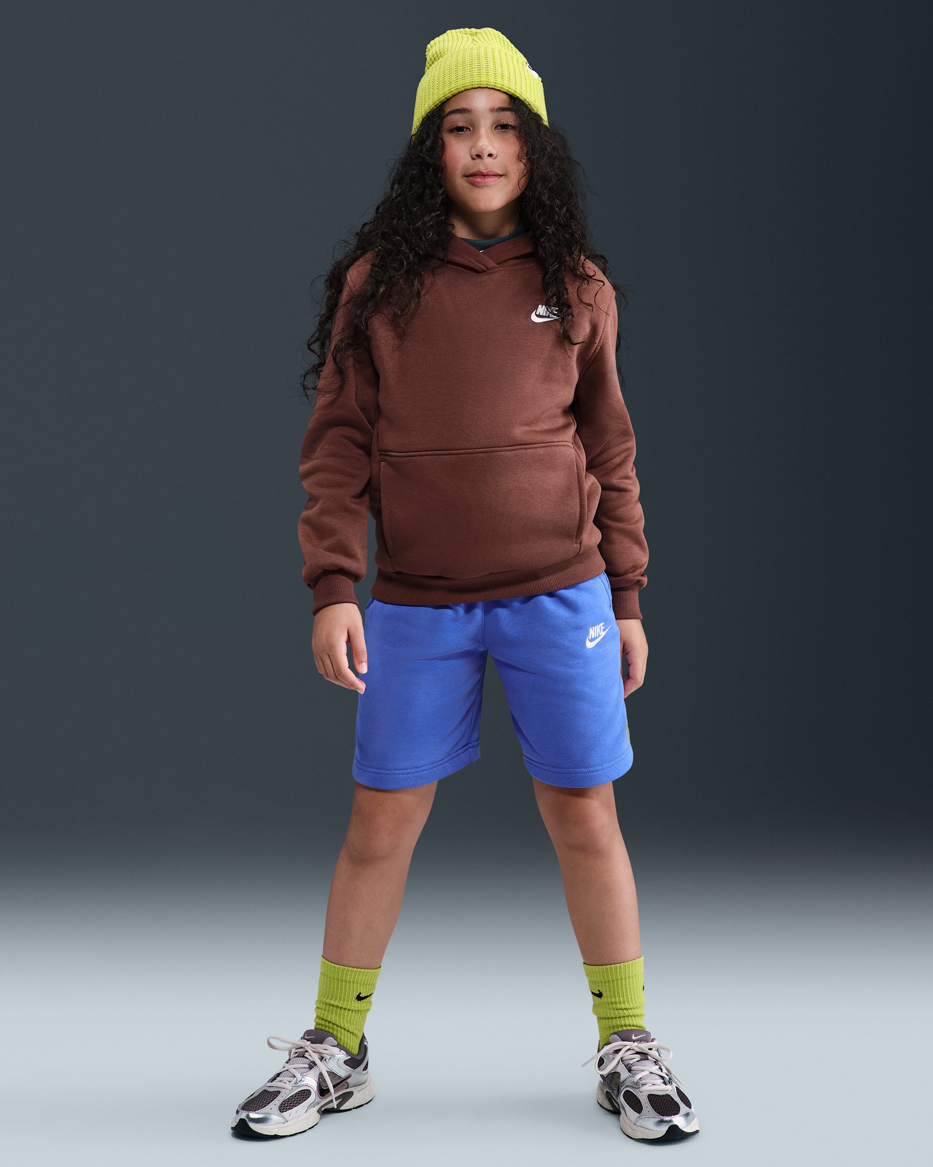 Nike Sportswear Club Fleece Big Kids' French Terry Shorts - Comet Blue/White