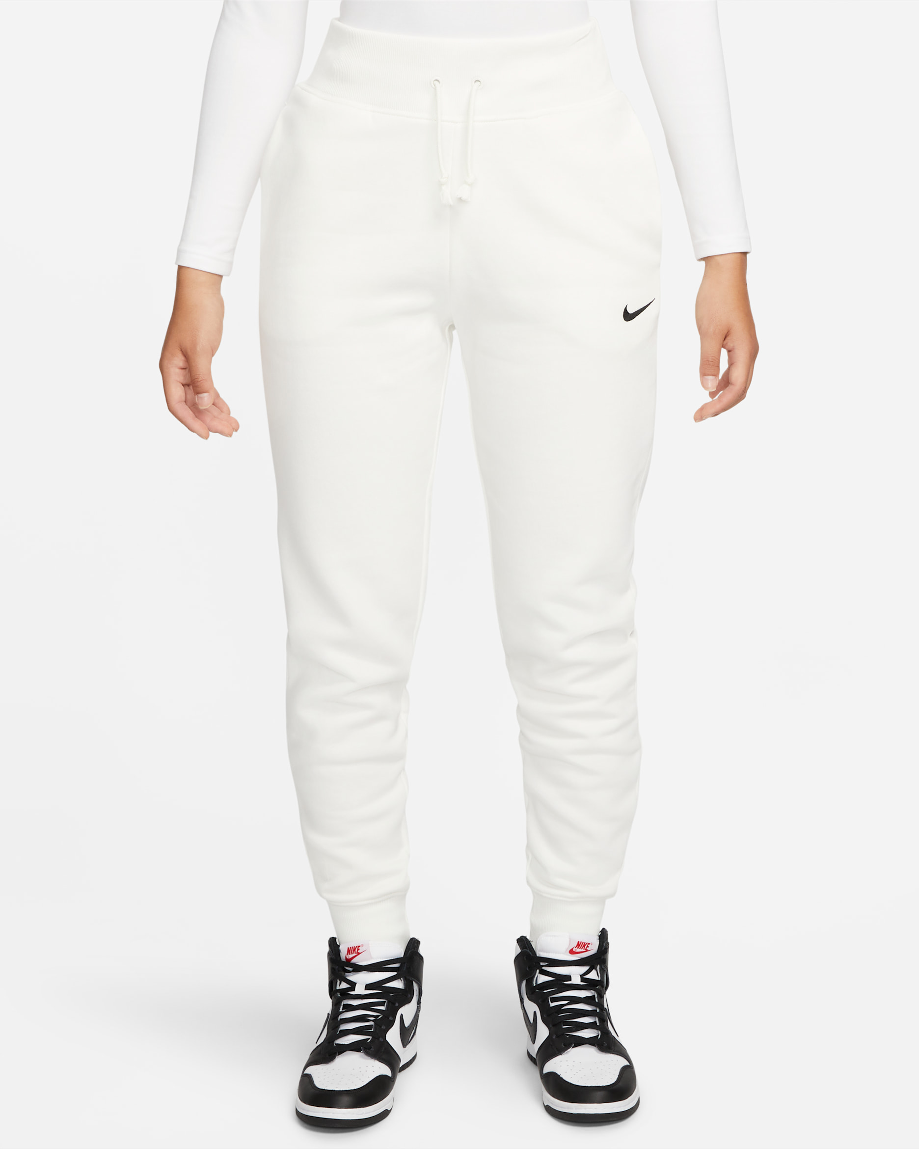 Joggers de tiro alto para mujer Nike Sportswear Phoenix Fleece - Vela/Negro