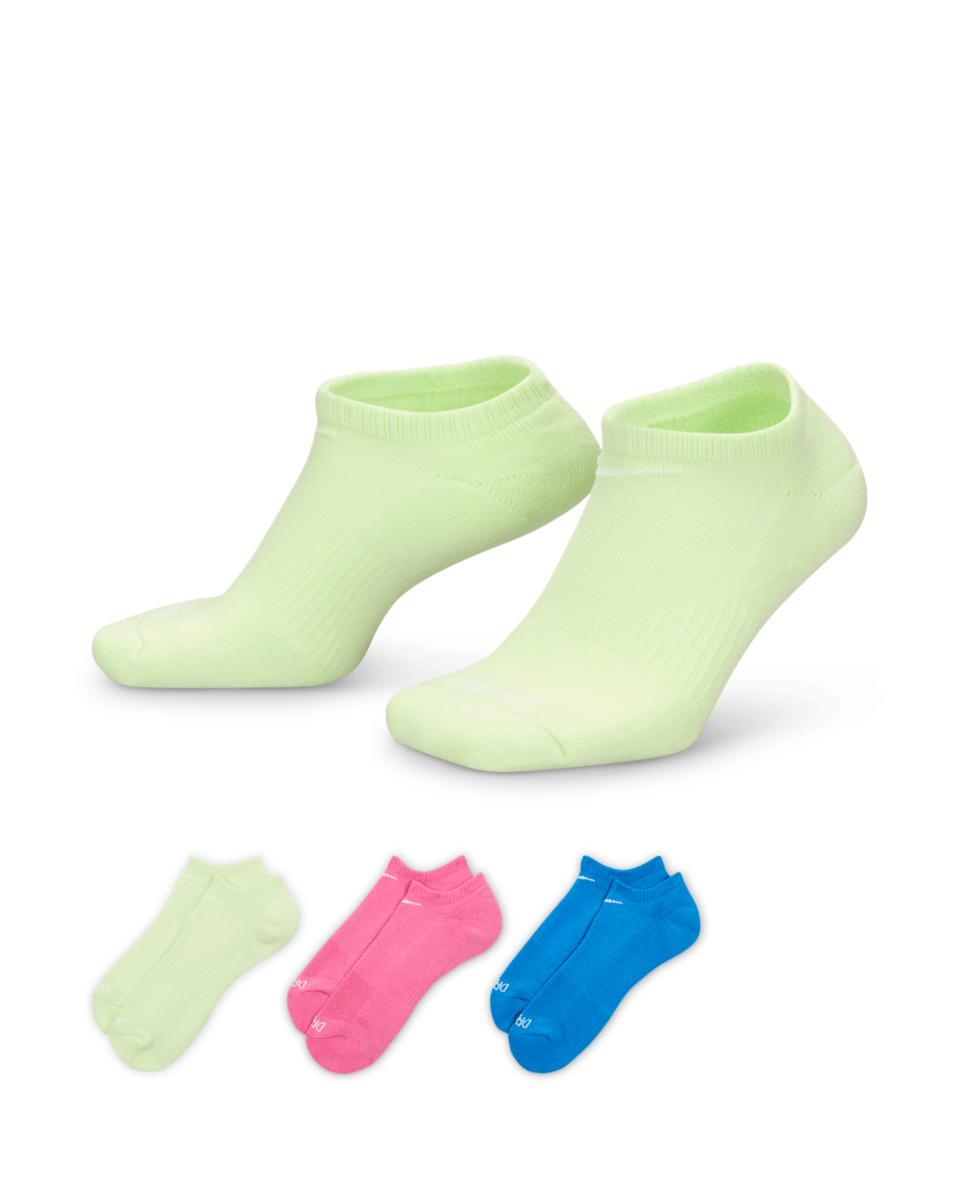 Nike Everyday Plus Cushion Training No-Show Socks (3 Pairs) - Multi-Color