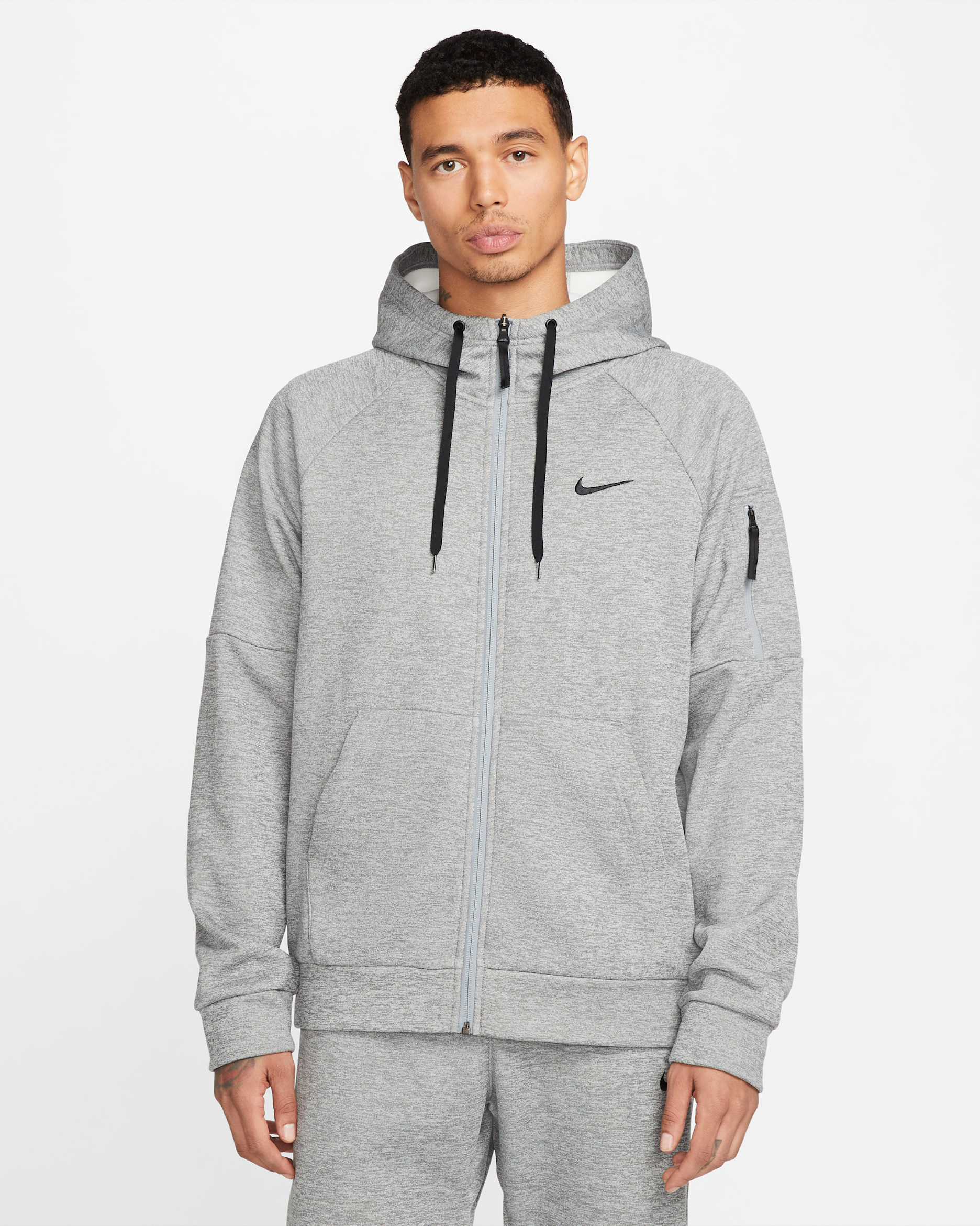 Haut de fitness à zip Therma-FIT Nike Therma pour homme - Dark Grey Heather/Particle Grey/Noir