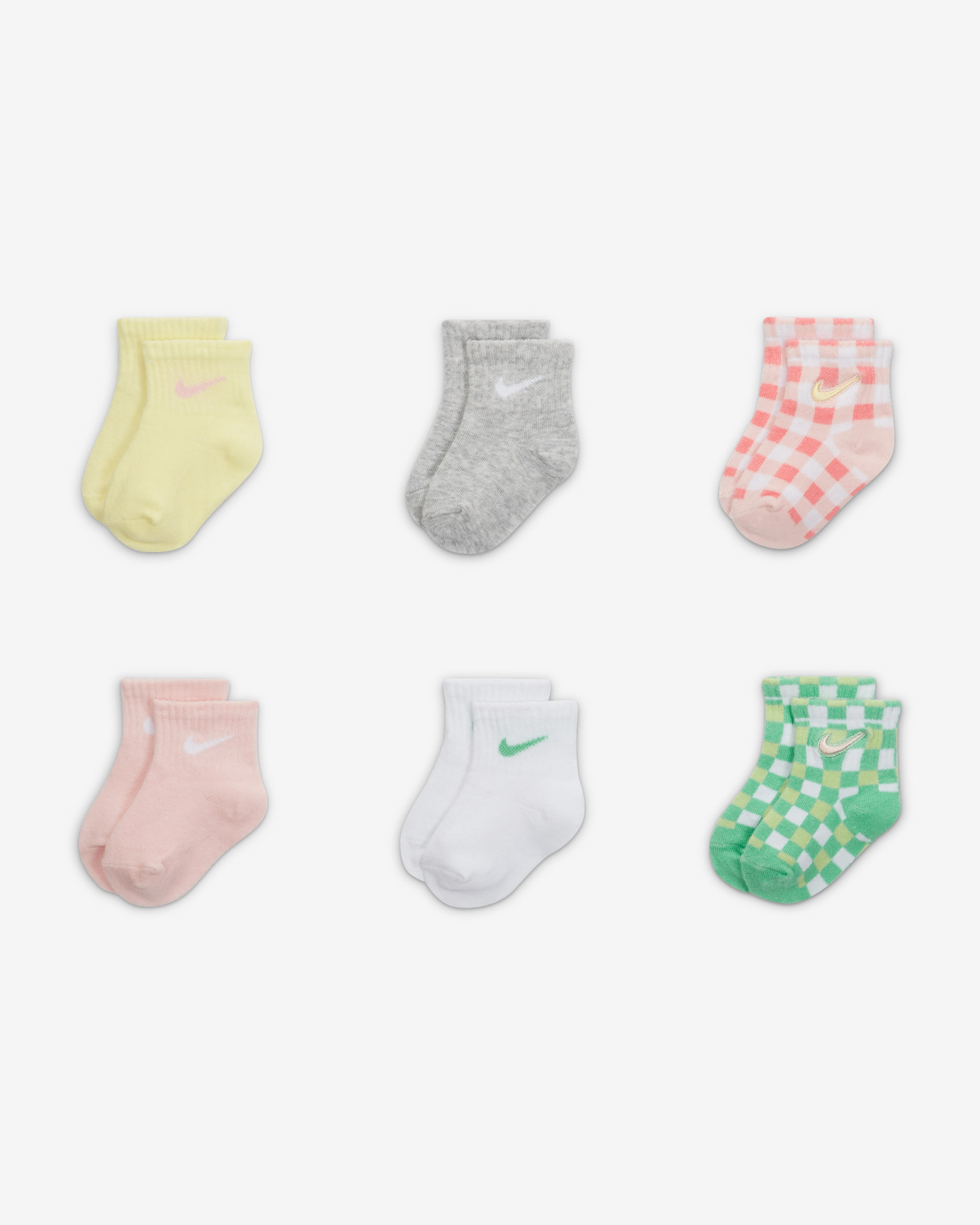 Calcetas para bebé (6 pares) Nike Infant Crew Socks - Verde primavera
