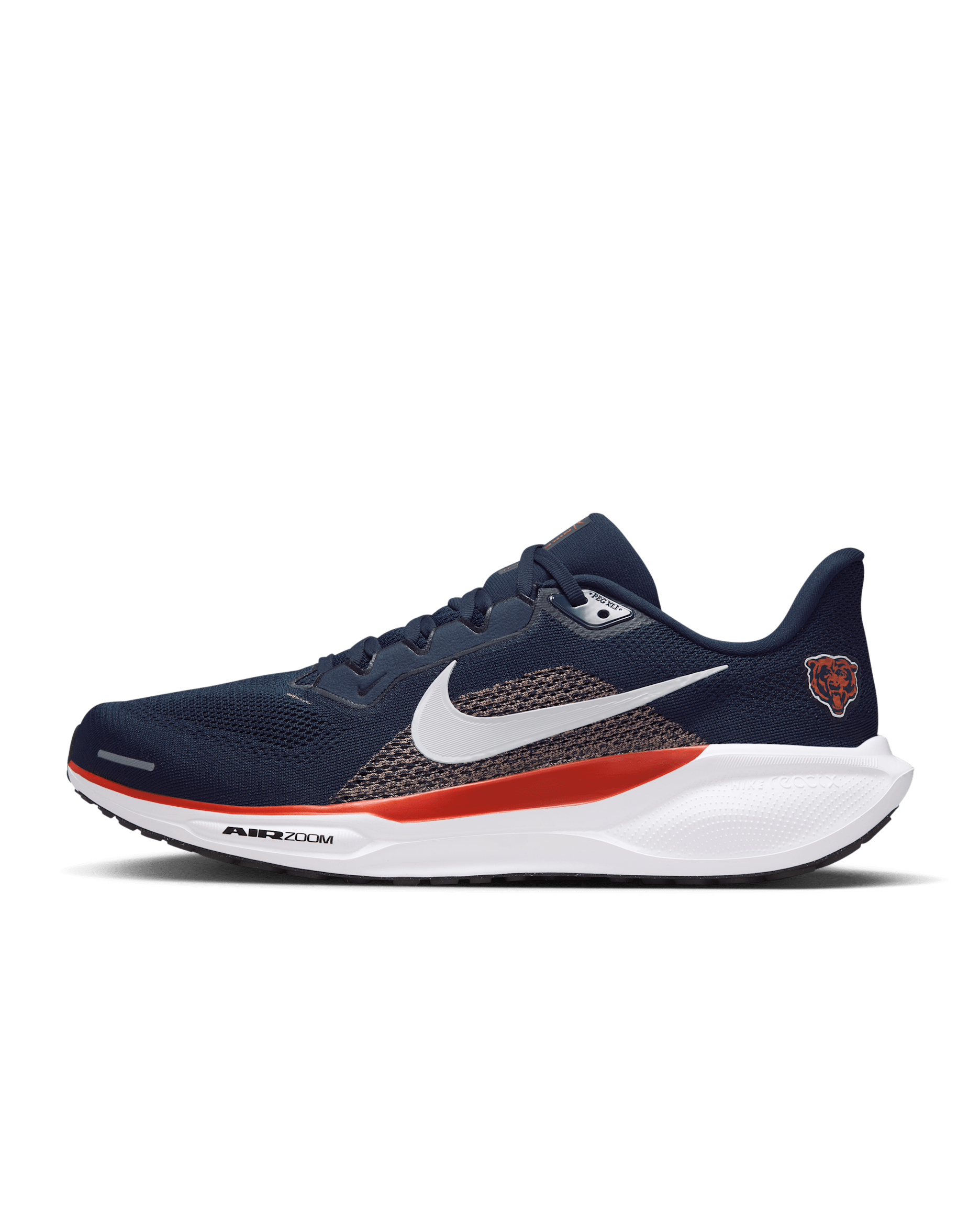 Tenis de correr en pavimento Nike de la NFL para hombre Chicago Bears Pegasus 41 - Marino/Naranja universitario/Blanco