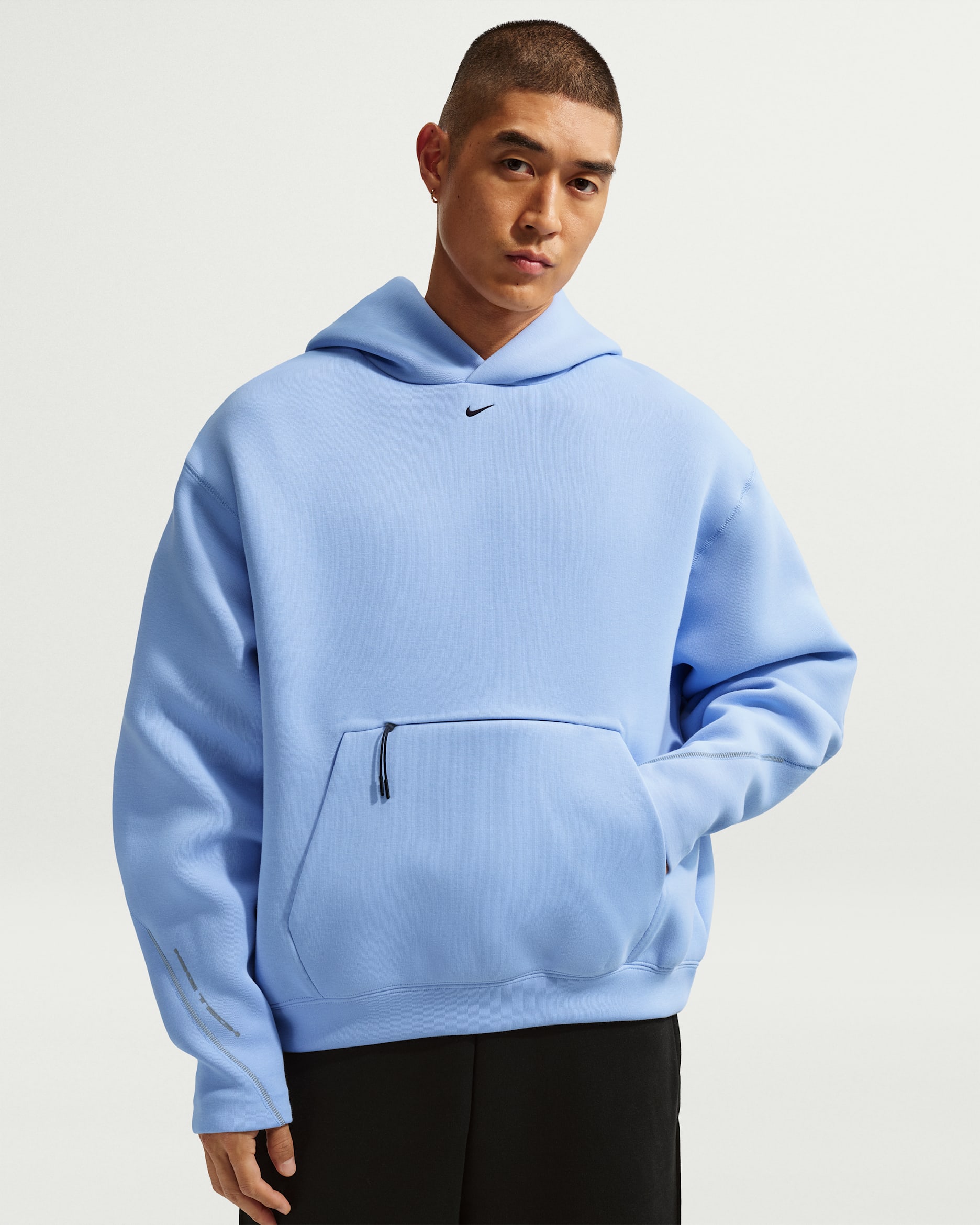 Nike Tech Men's Fleece Oversized Hoodie - Aluminium/Black