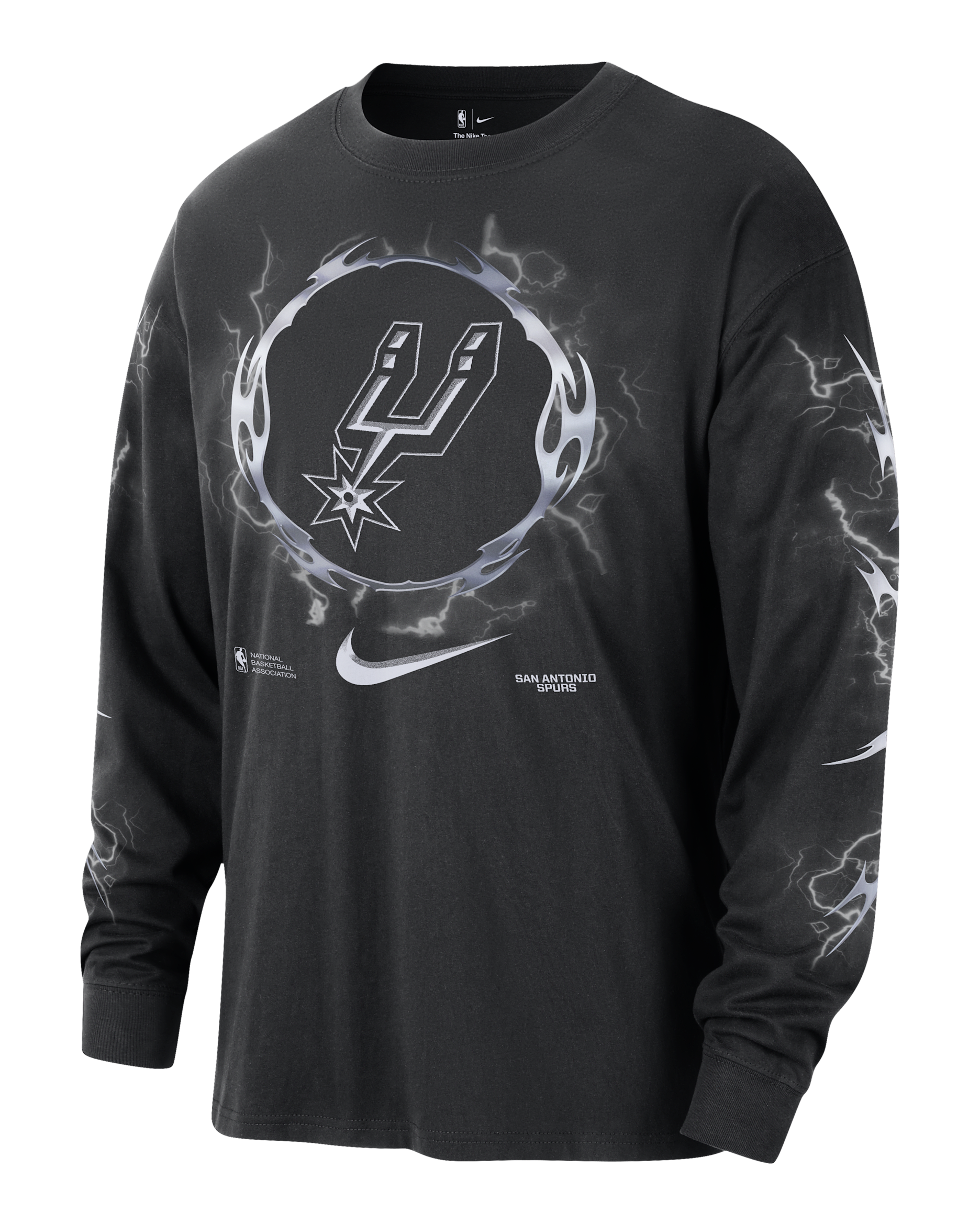 Playera de manga larga Nike NBA para hombre San Antonio Spurs Courtside - Negro