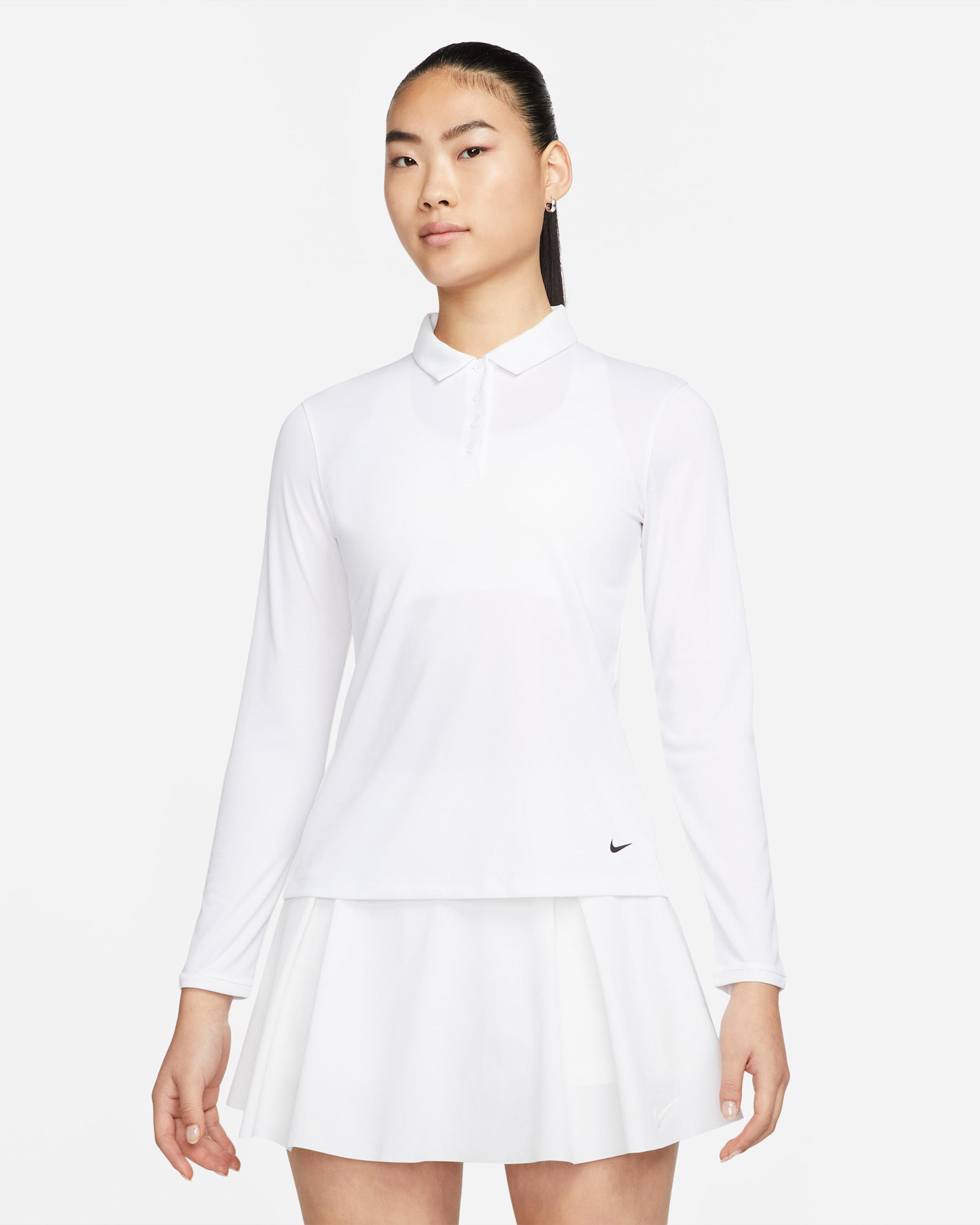 Nike Dri-FIT Victory Women's Long-Sleeve Golf Polo - White/Black