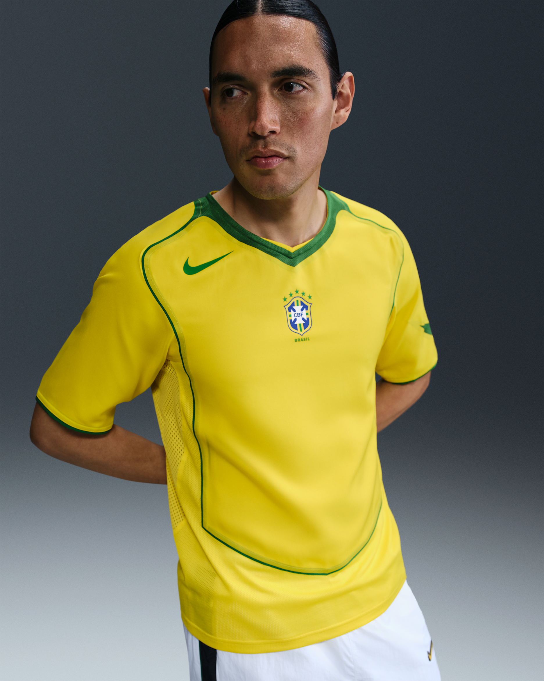 Brazil 2004 Total 90 Reissue Men's Nike Football Replica Shirt - Opti Yellow/Apple Green/Apple Green