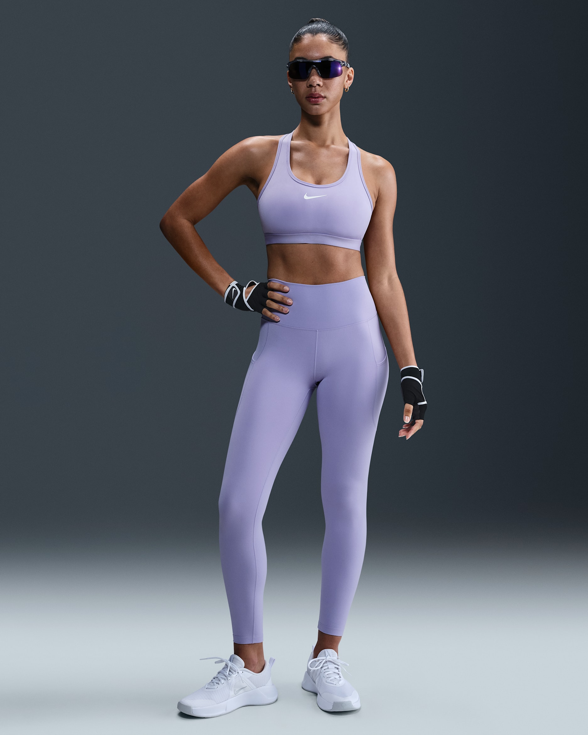 Nike One Women's High-Waisted 7/8 Leggings with Pockets - Lilac Ice/Black