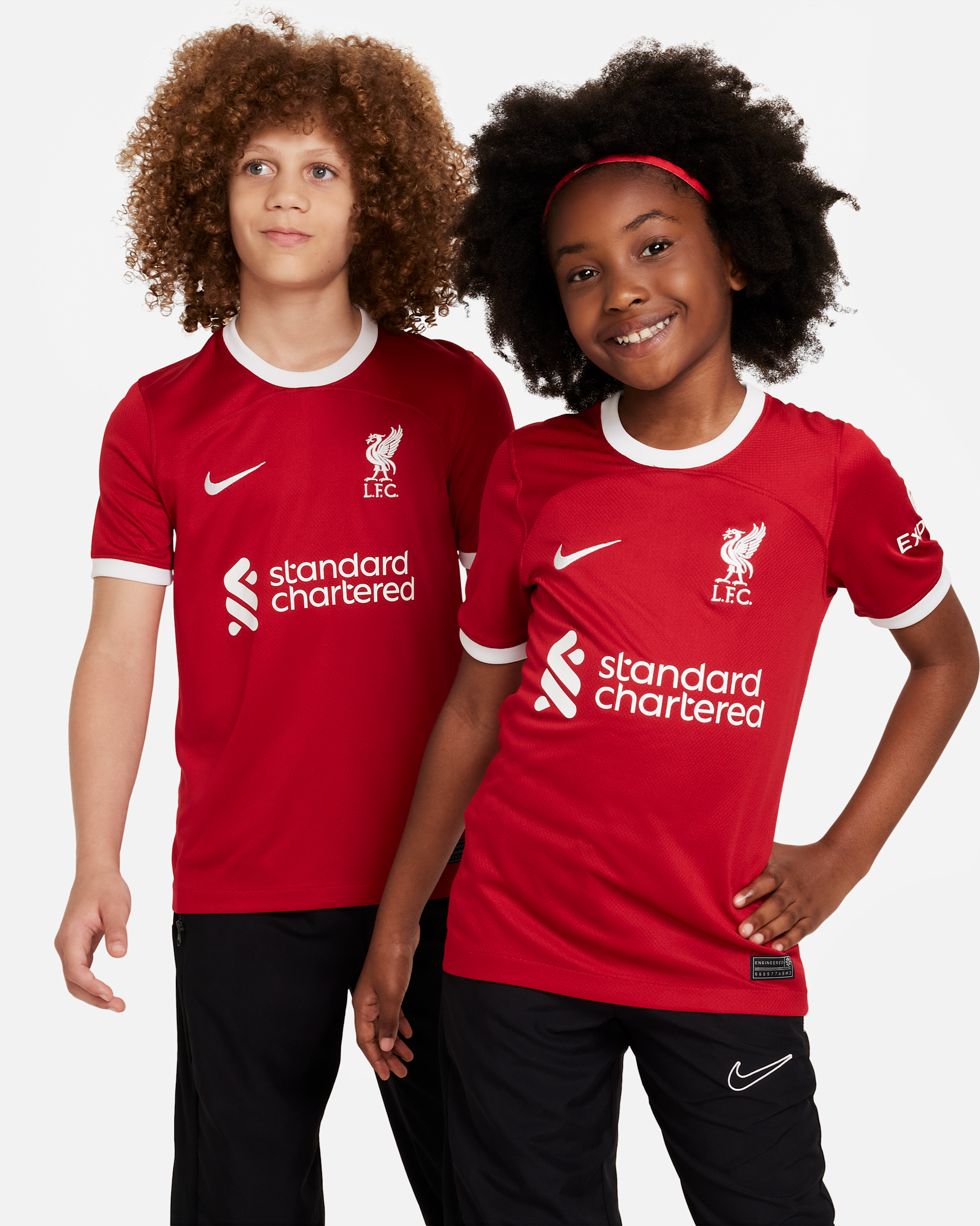 เสื้อแข่งฟุตบอลเด็กโต Nike Dri-FIT Liverpool FC 2023/24 Stadium Home - Gym Red/ขาว