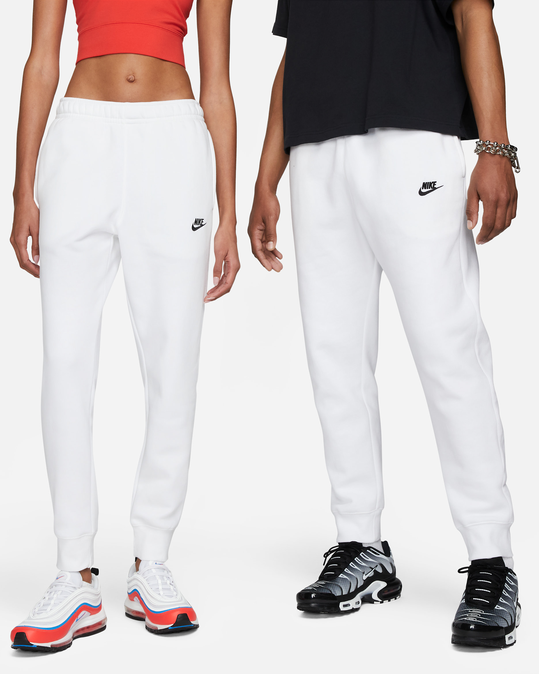 Joggers Nike Sportswear Club Fleece - Blanco/Blanco/Negro