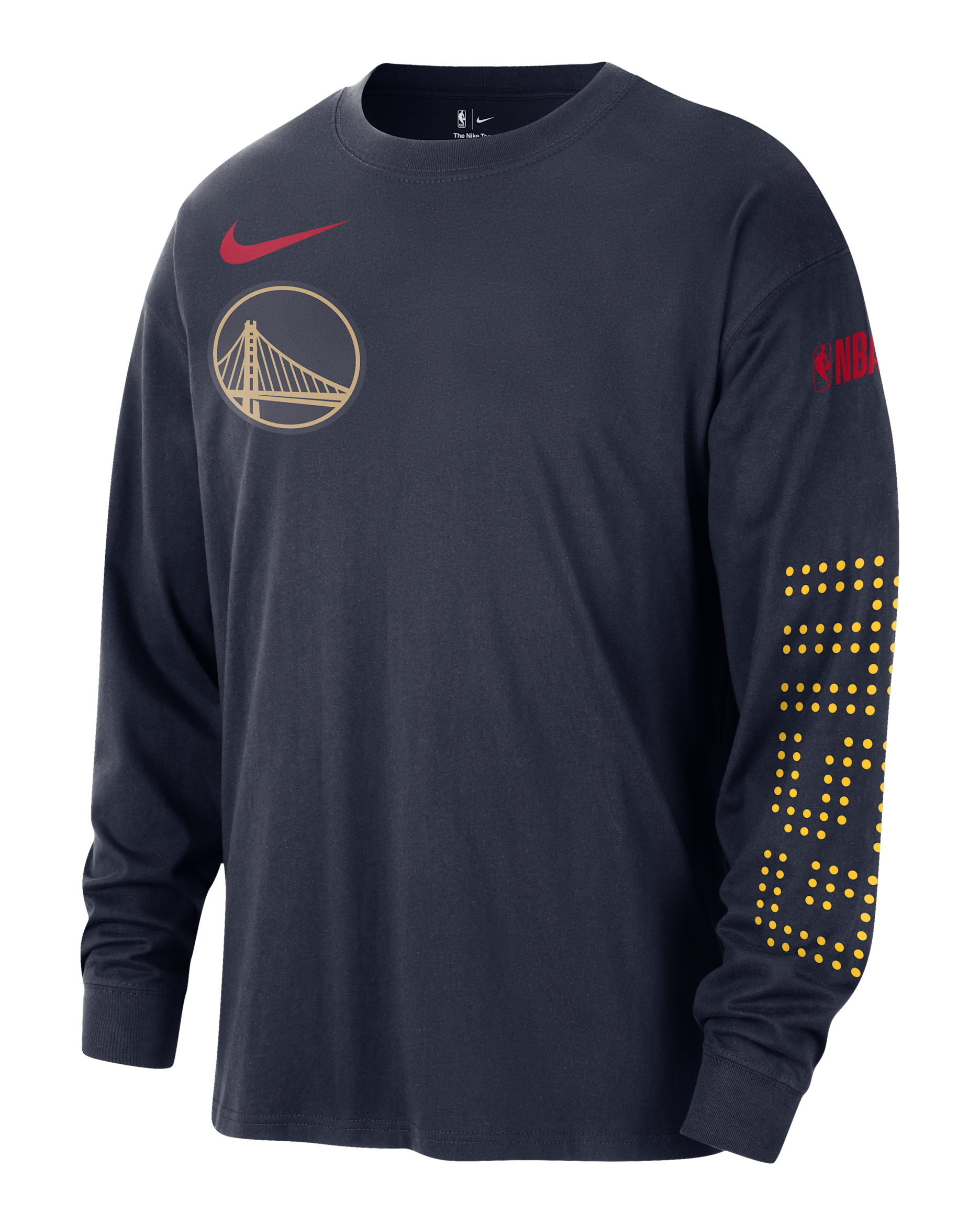 Golden State Warriors Courtside City Edition Men's Nike NBA Max90 Long-Sleeve T-Shirt - College Navy