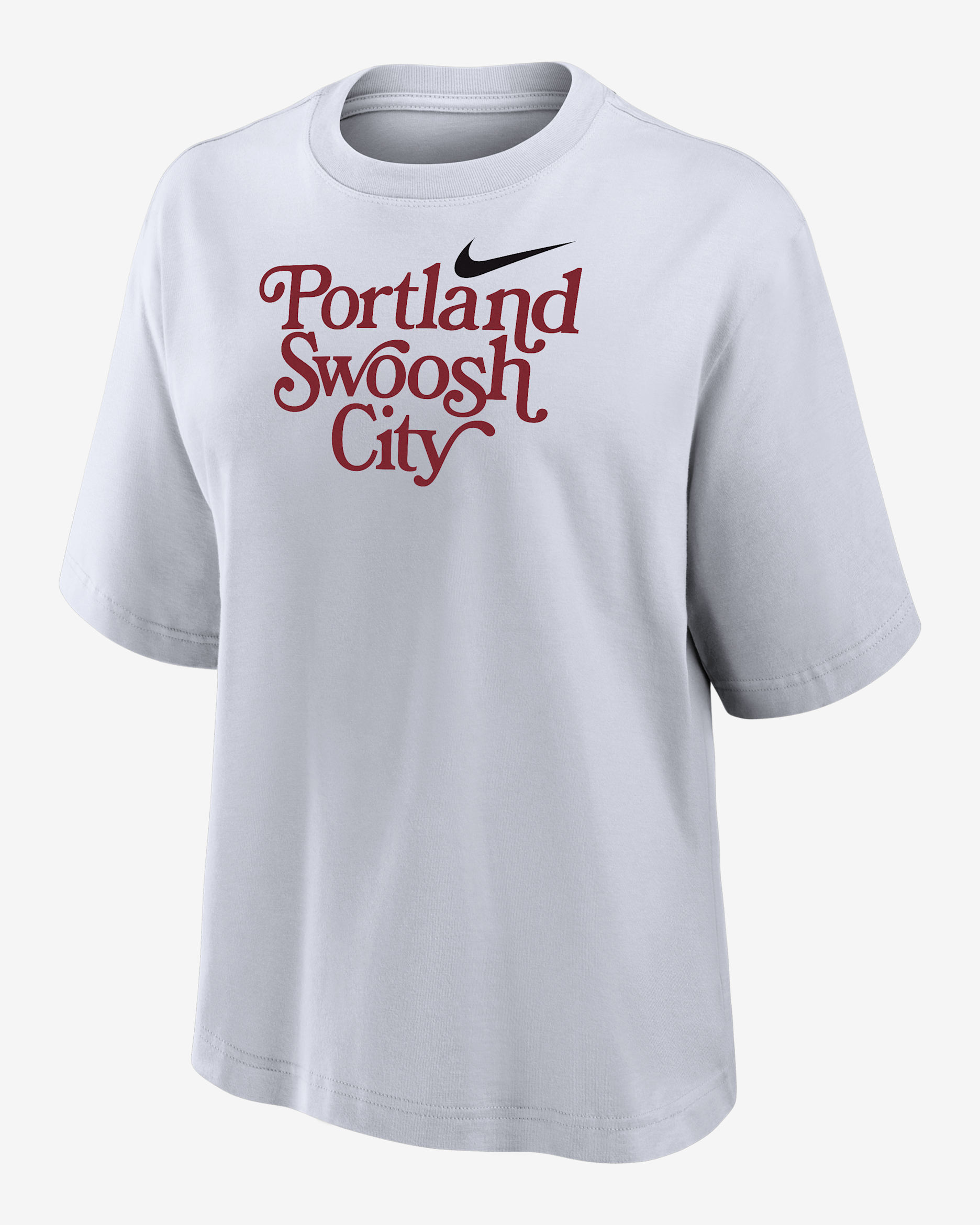 Nike Swoosh Cities Portland Women's Short-Sleeve Boxy T-Shirt - White