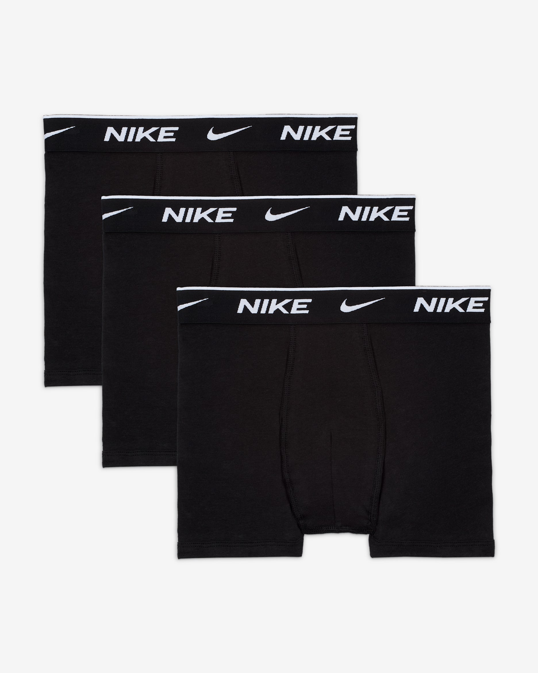 Nike Older Kids' Everyday Cotton Solid Boxer Briefs (3-Pack) - Black