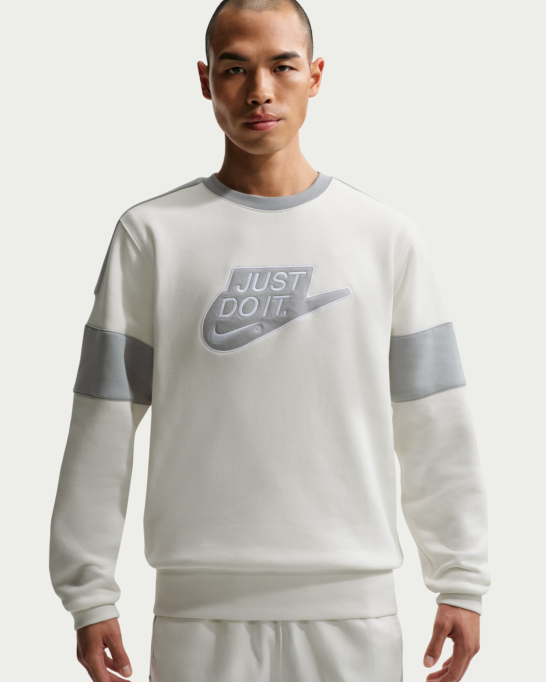 Nike Sportswear Club Men's Fleece Crew-Neck Sweatshirt - Sail/Light Smoke Grey/Light Smoke Grey