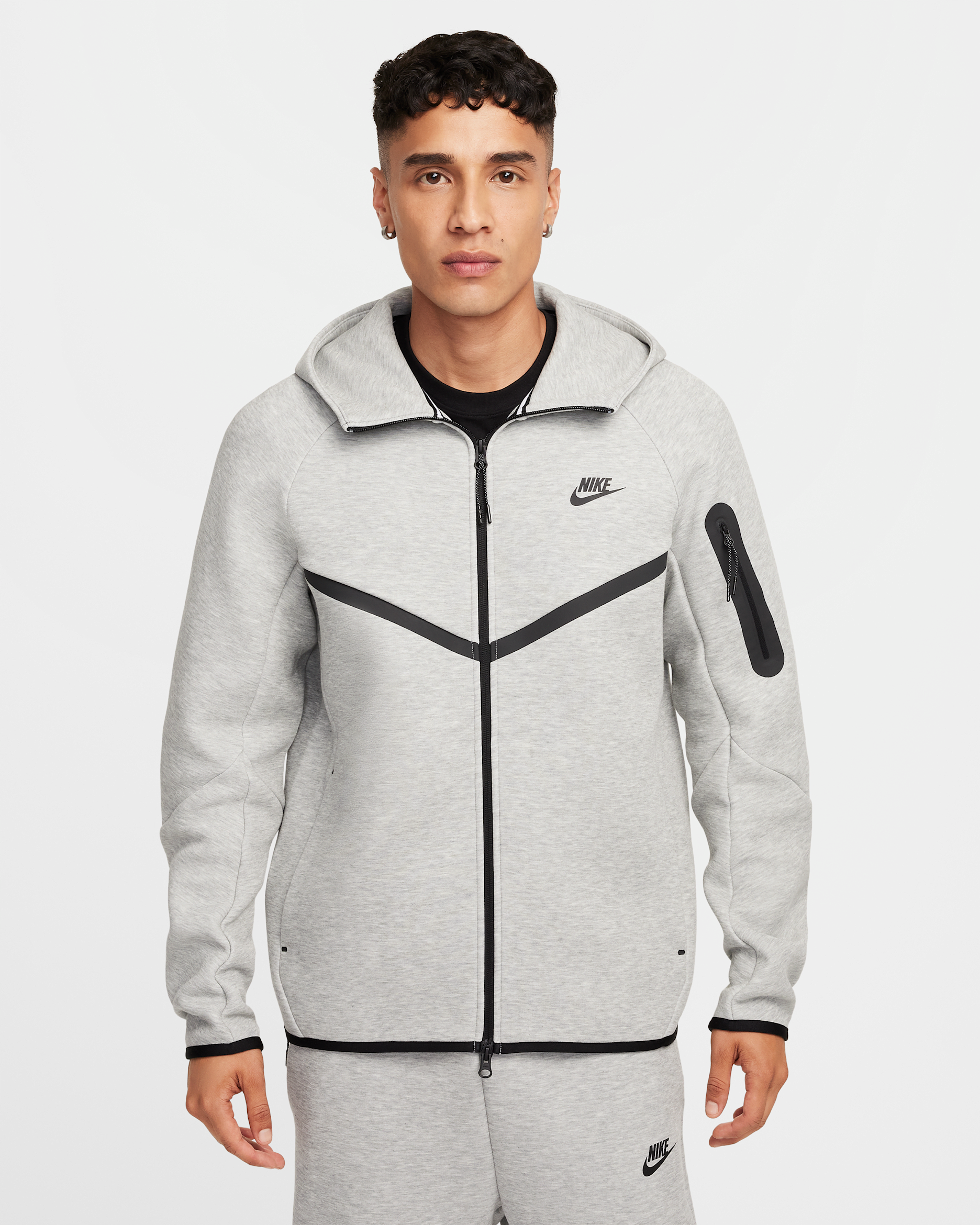 Nike Tech Men's Fleece Windrunner Full-Zip Jacket - Dark Grey Heather/Black