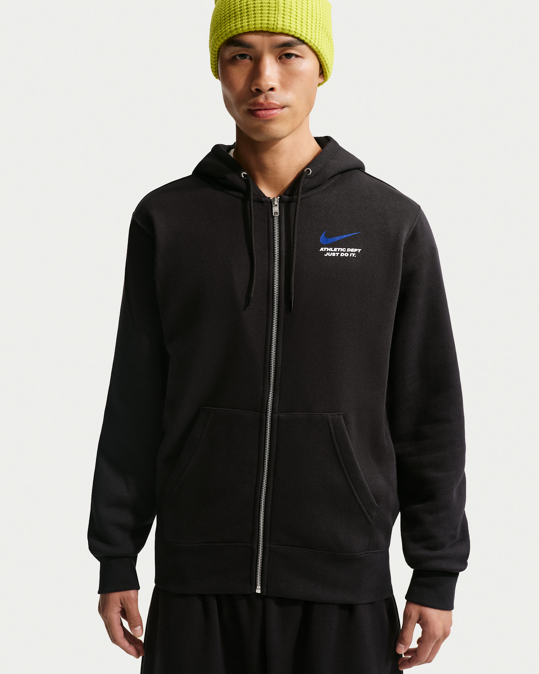 나이키 스포츠웨어 클럽 남성 풀집 플리스 후디 - 블랙