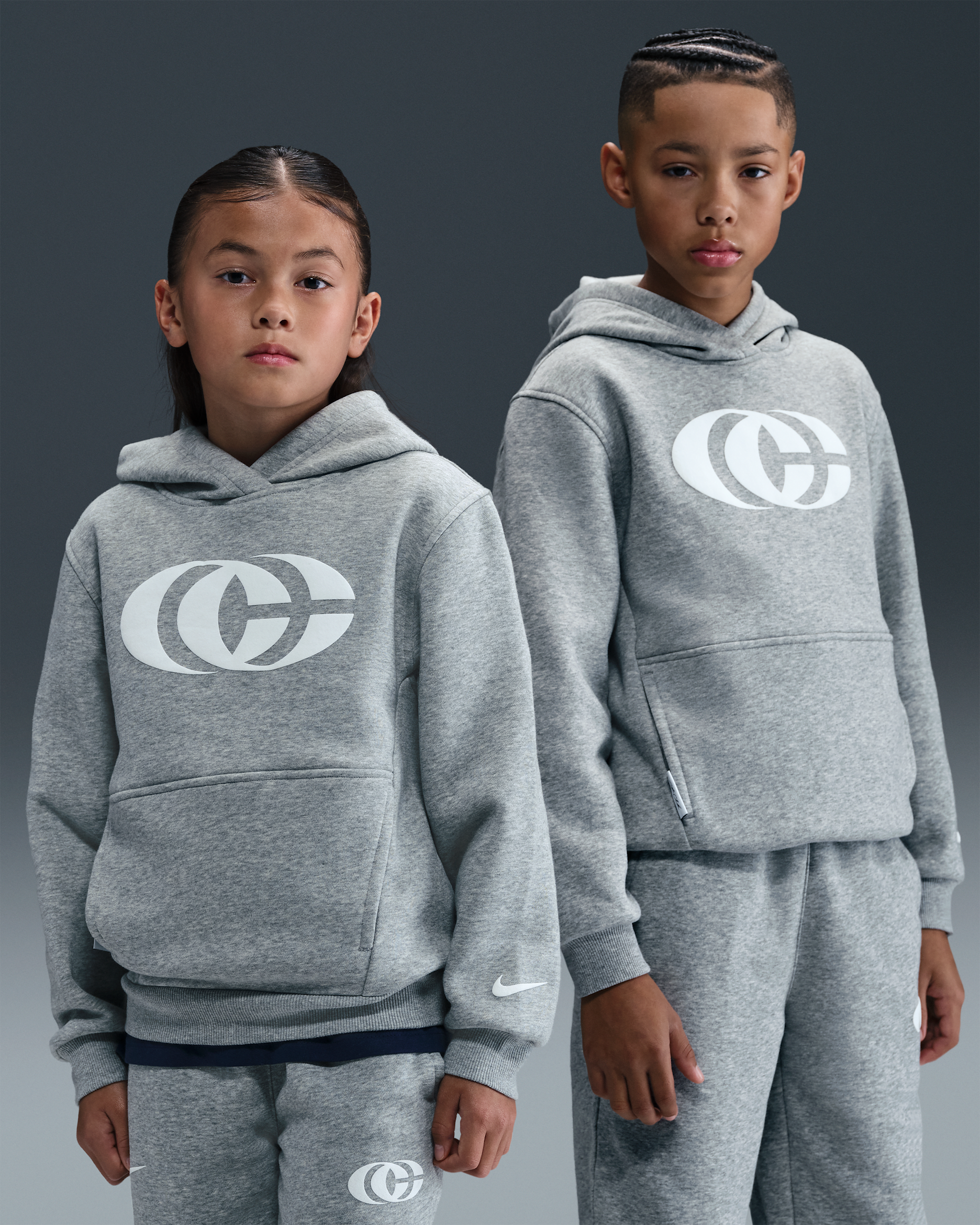 Sudadera con gorro sin cierre de tejido Fleece para niños talla grande Caitlin Clark - Gris oscuro jaspeado/Blanco/Blanco