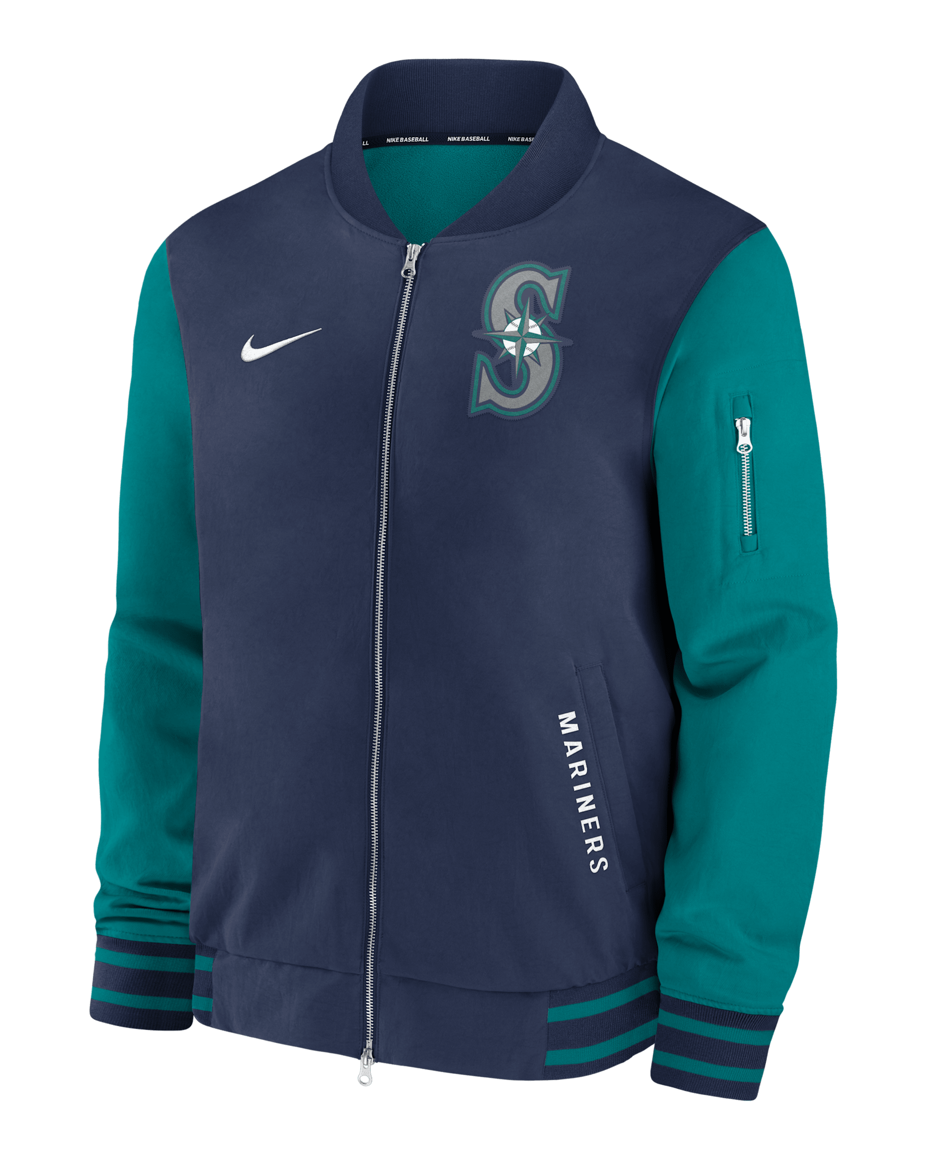 Seattle Mariners Authentic Collection Dugout Men's Nike MLB Full-Zip Bomber Jacket - Midnight Navy