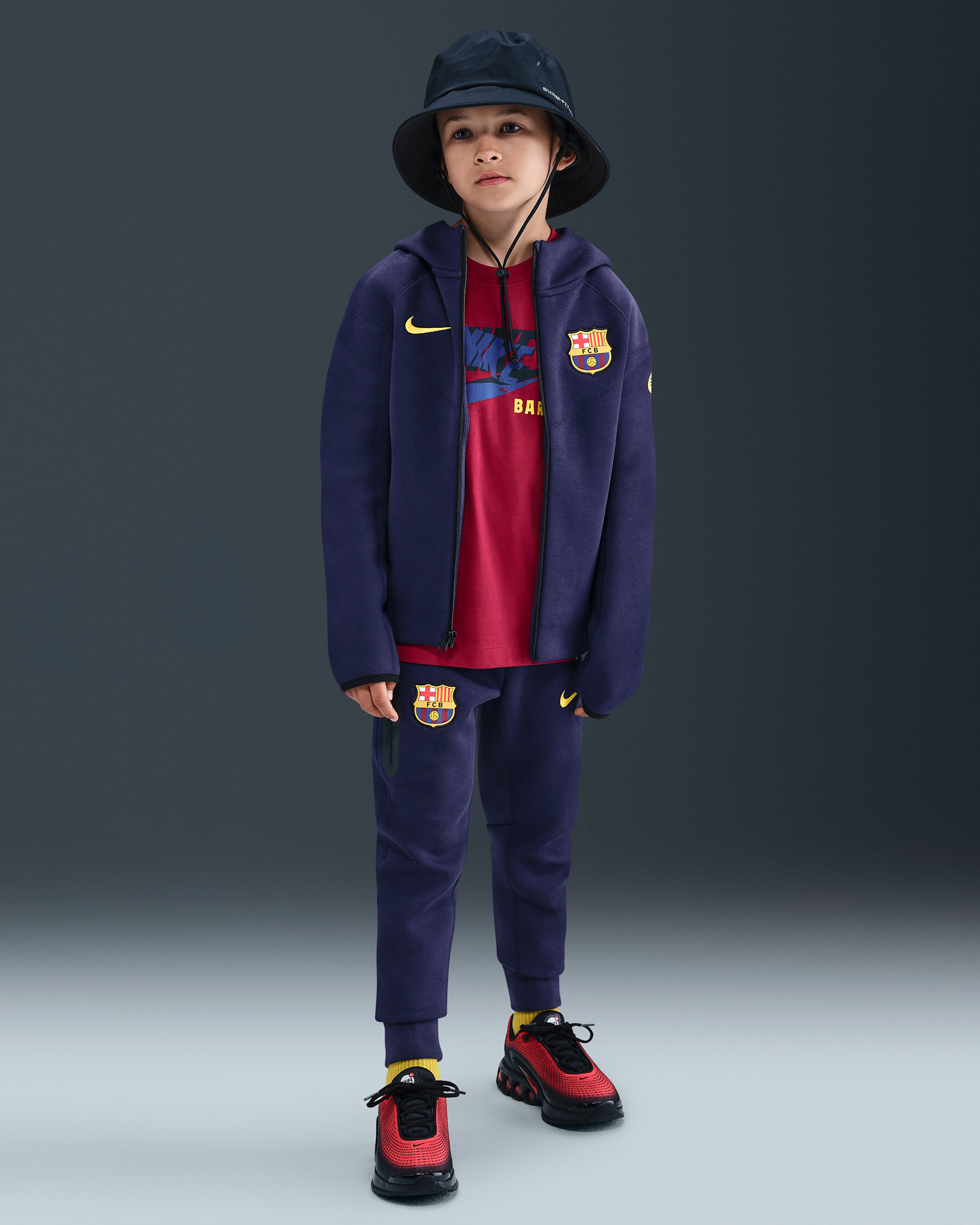 Pantalon en Fleece Nike Football FC Barcelona Tech pour ado (garçon) - Imperial Purple/Midwest Gold