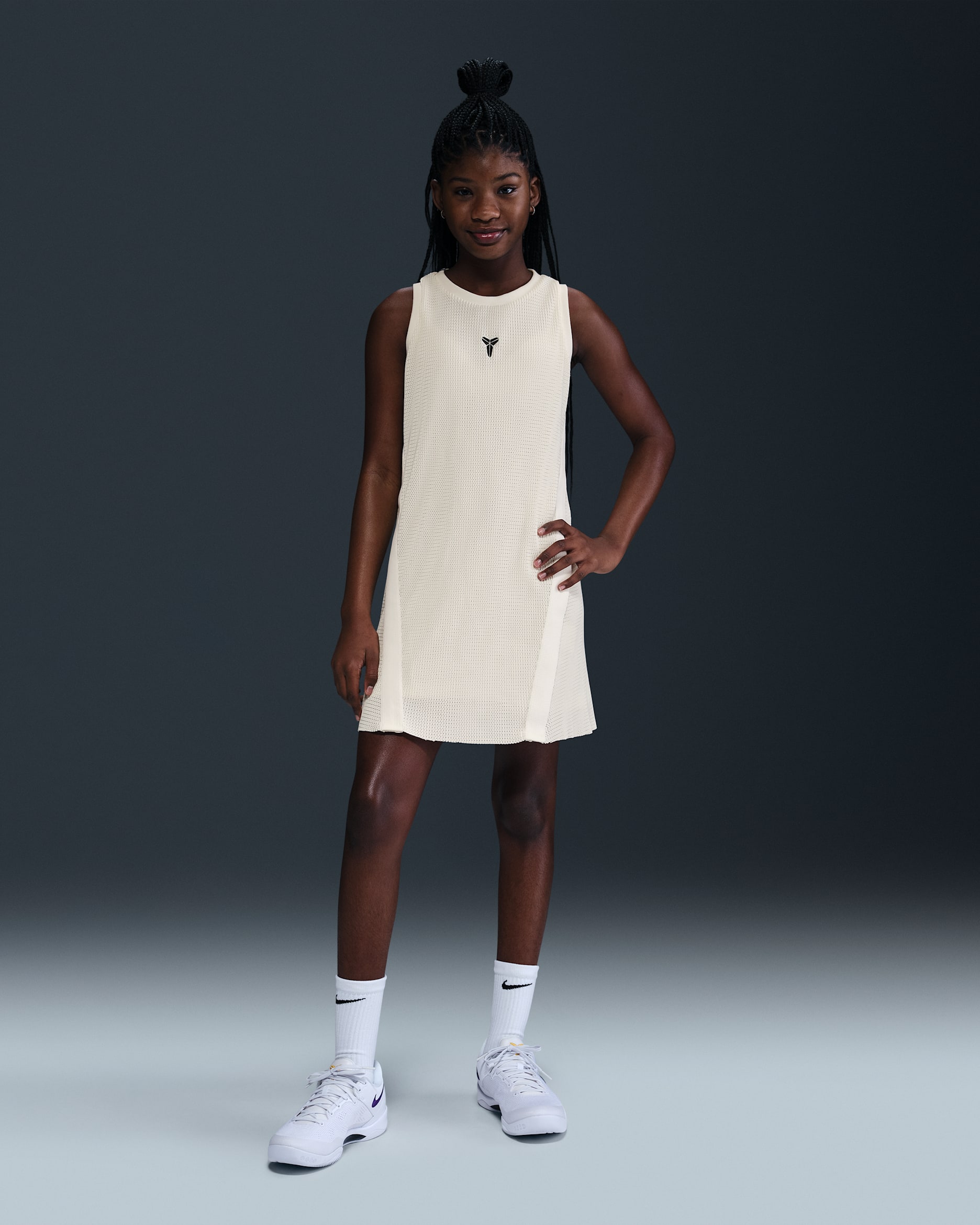 Kobe Big Kids' (Girls') Pleated Dress - Sail/Black