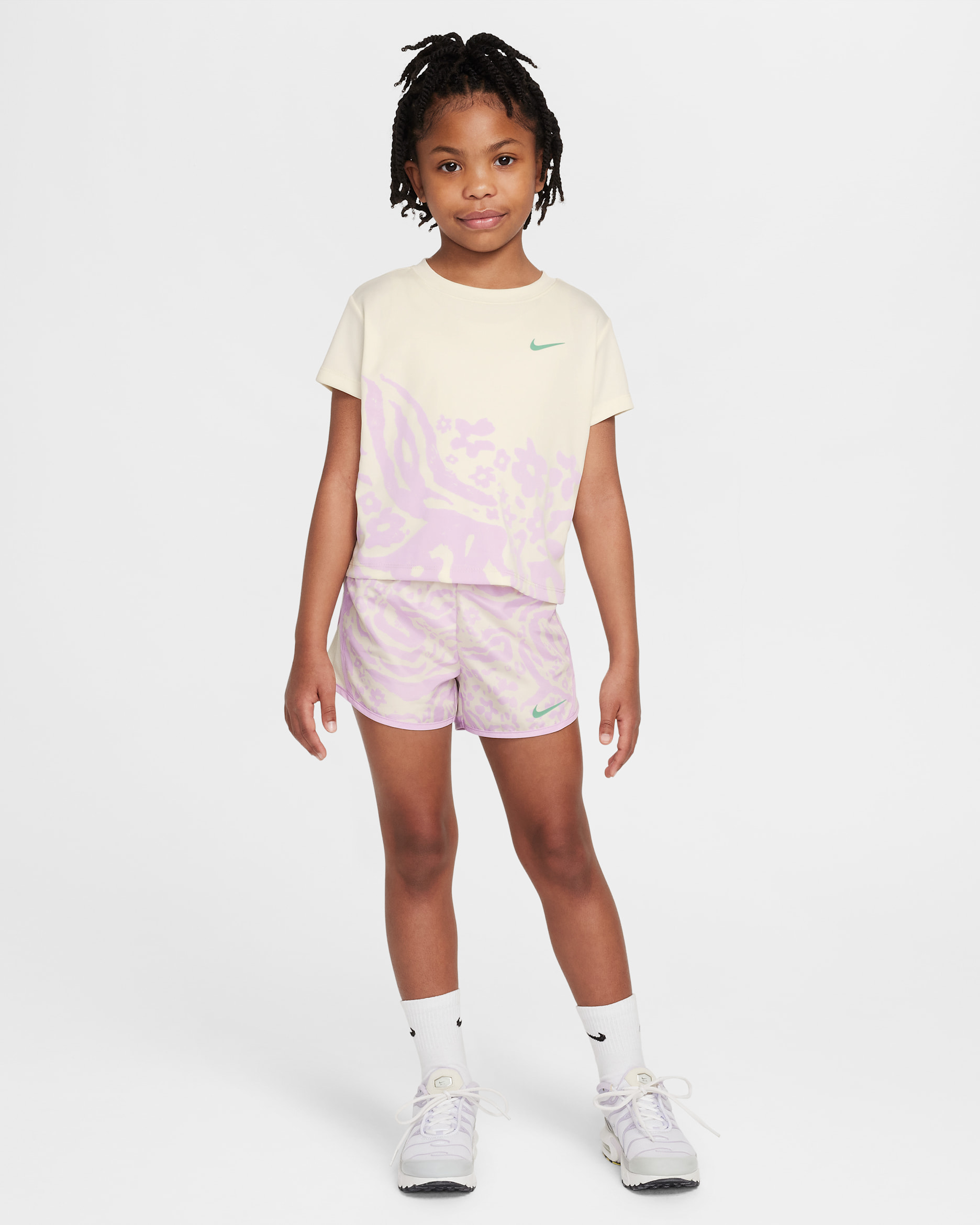 Conjunto de 2 piezas Wild Flower Tempo para niños talla pequeña Nike Dri-FIT - Leche de coco