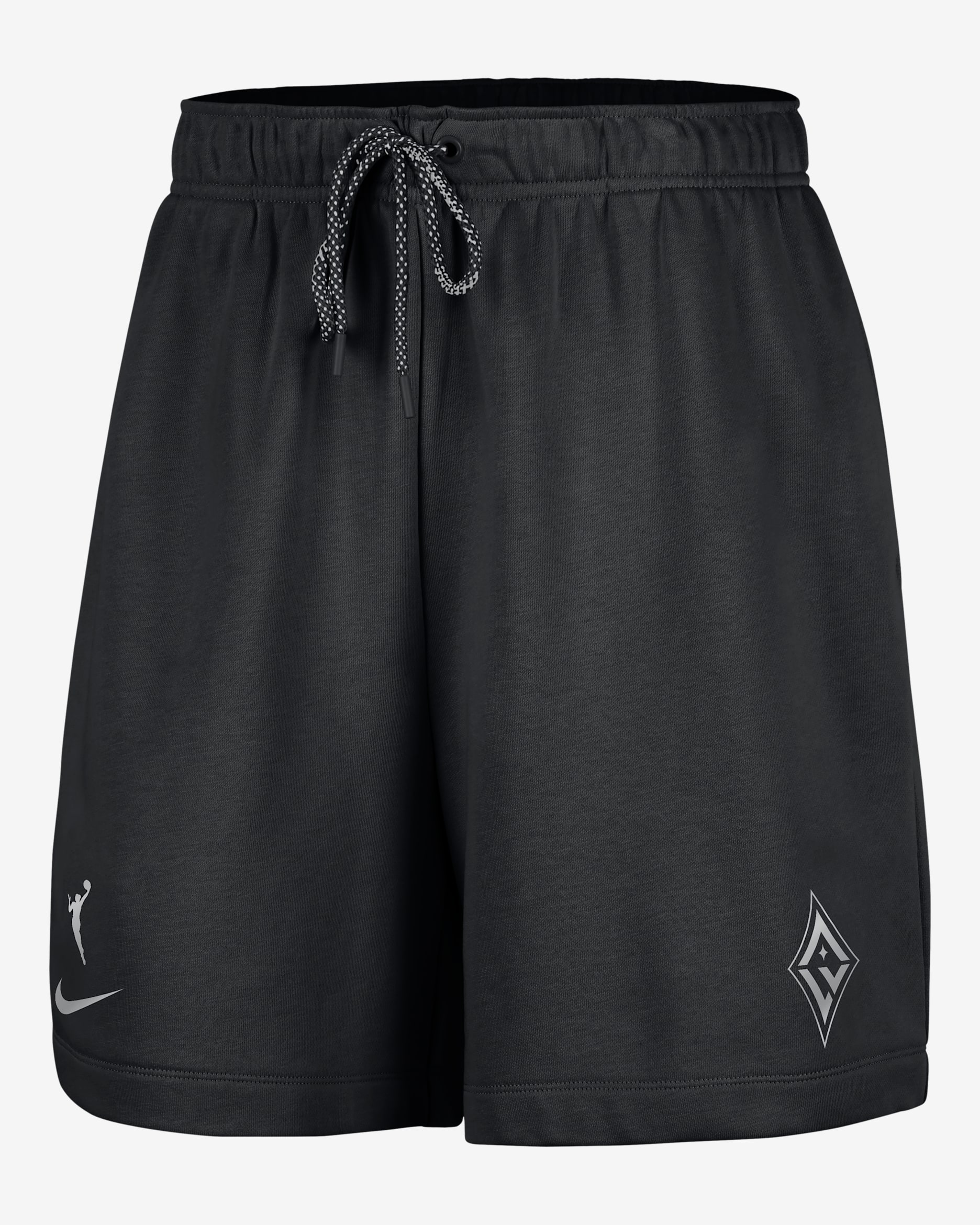 Shorts Nike de tejido Fleece de la WNBA de 15 cm para mujer Las Vegas Aces - Negro/Plata liso