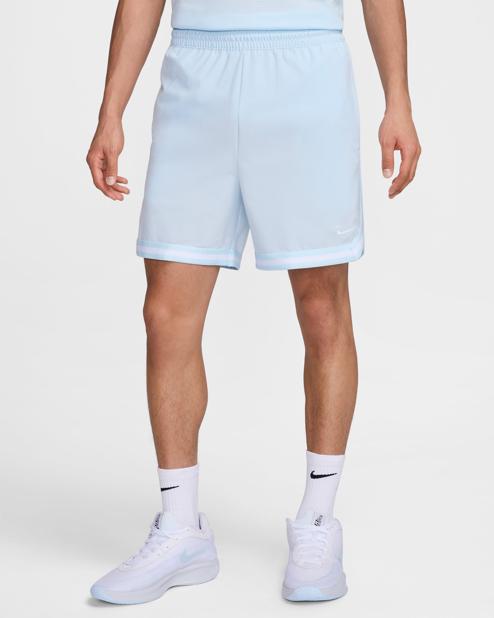 กางเกงบาสเก็ตบอลขาสั้น 6 นิ้วแบบทอกันยูวี Dri-FIT ผู้ชาย Nike DNA - Glacier Blue/Glacier Blue/ขาว