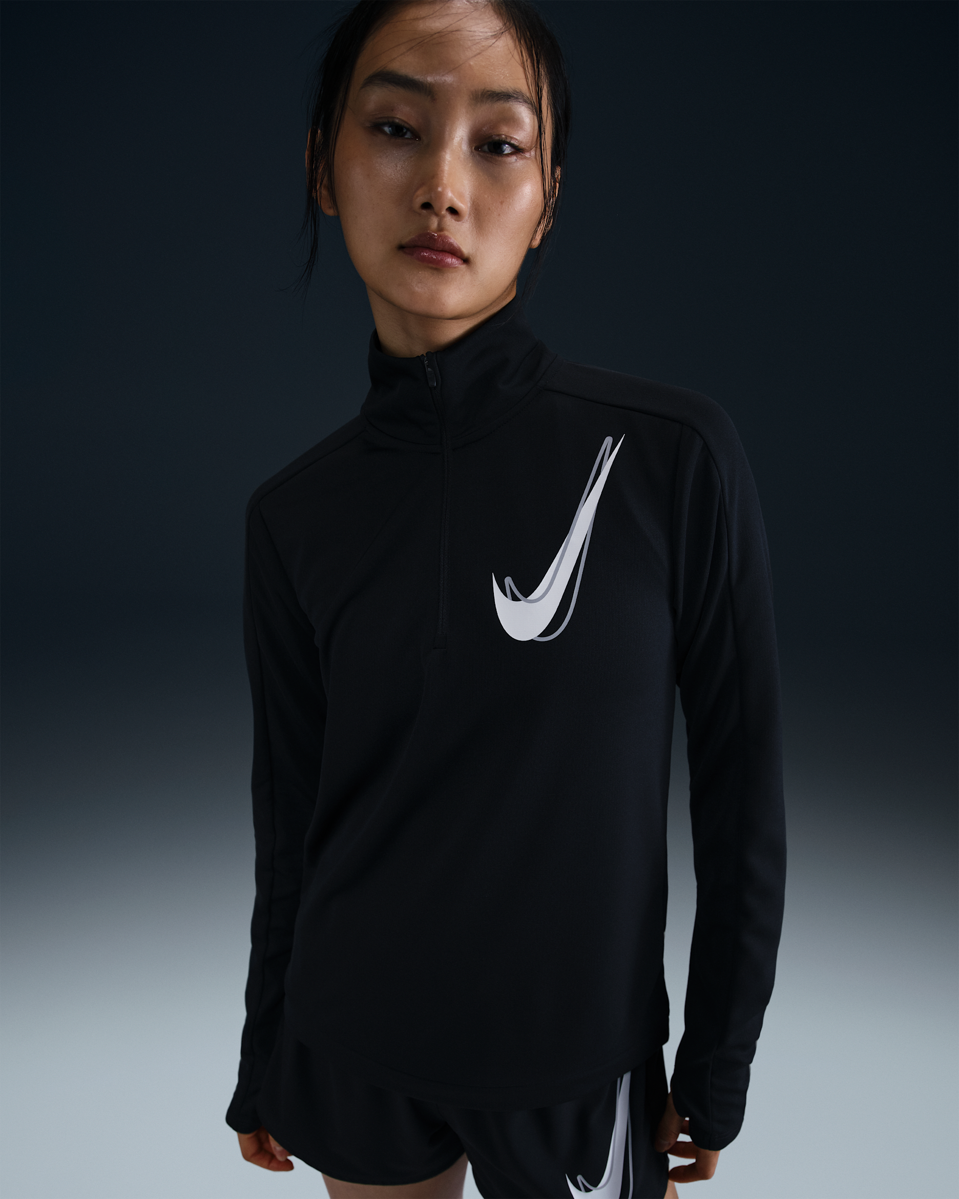 Nike Swoosh Women's Dri-FIT 1/2-Zip Running Mid Layer - Black