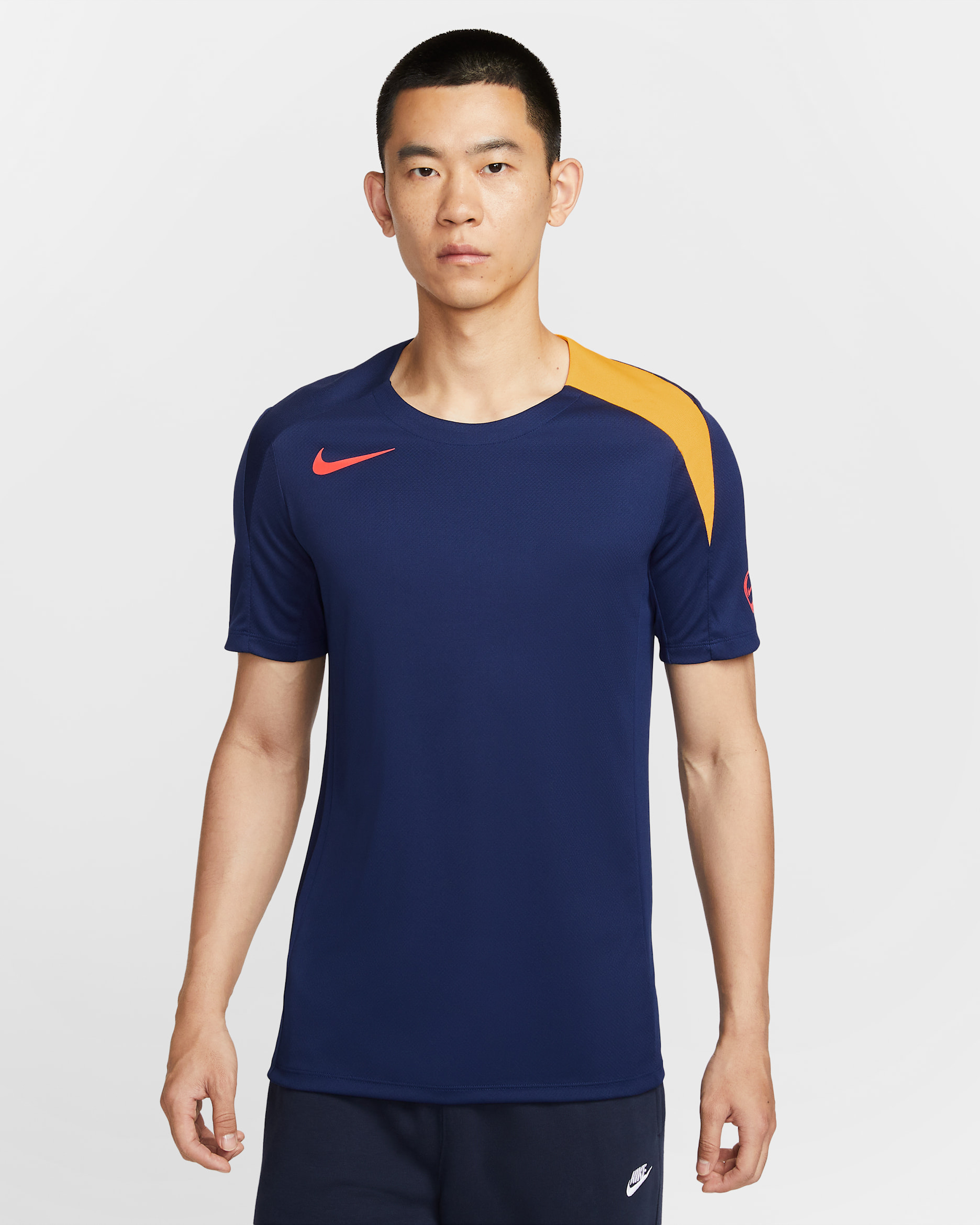 Nike Strike Men's Dri-FIT Football Shirt - Blue Void/Blue Void/Laser Orange/Bright Crimson