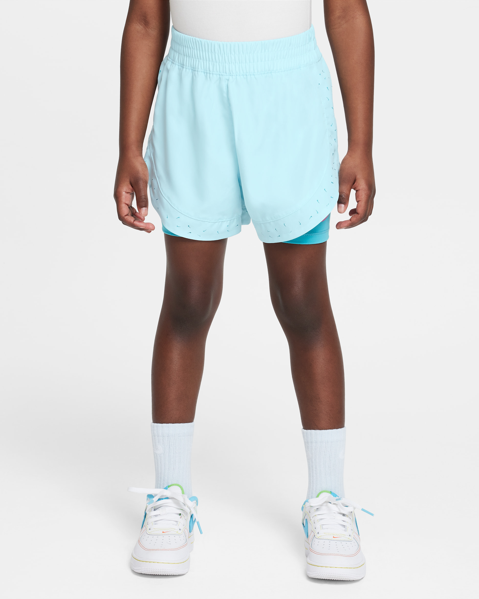 Nike Dri-FIT Sunny Swoosh Little Kids' 2-Fer Shorts - Glacier Blue
