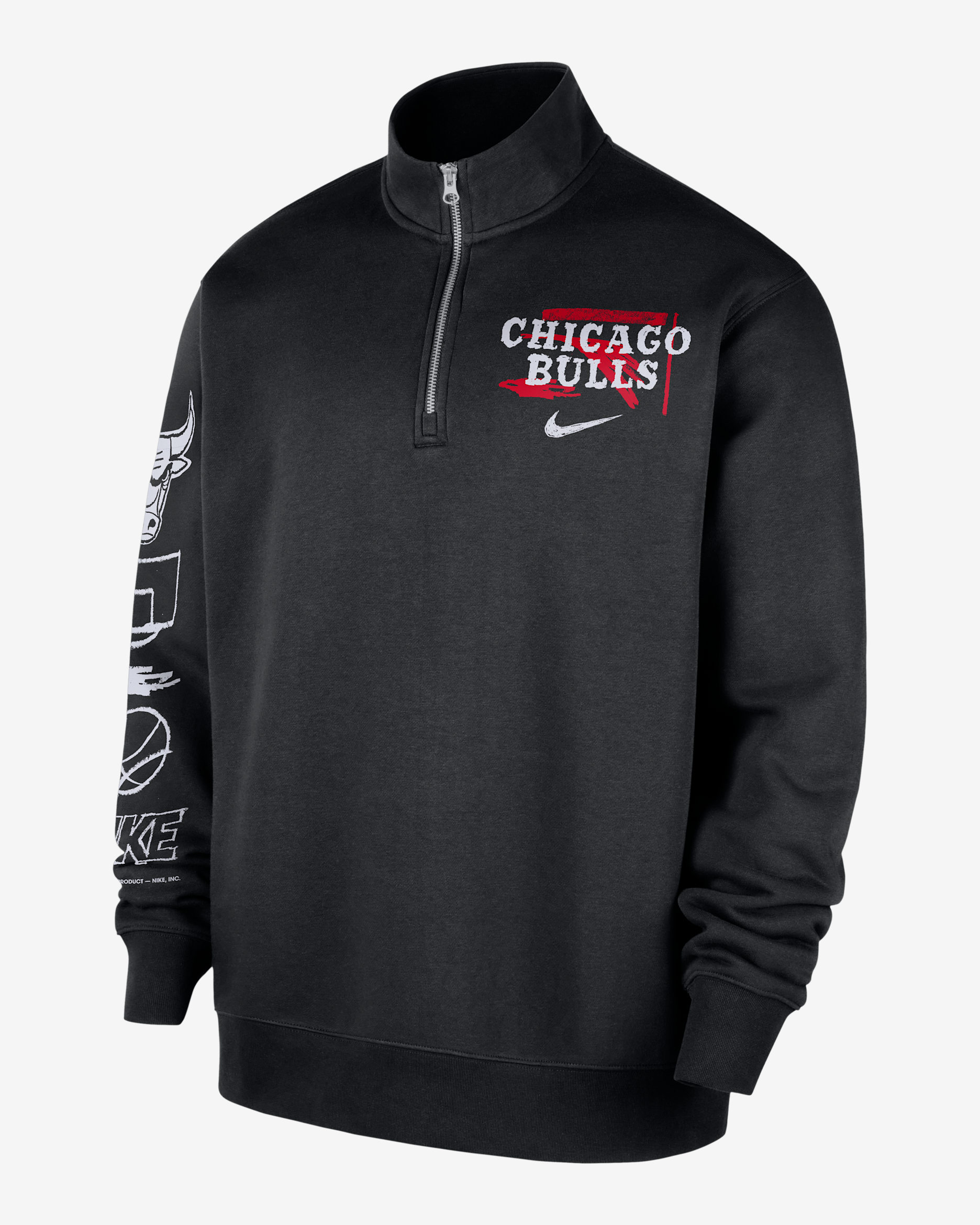 Haut à demi-zip Nike Club NBA Chicago Bulls Courtside pour homme - Noir