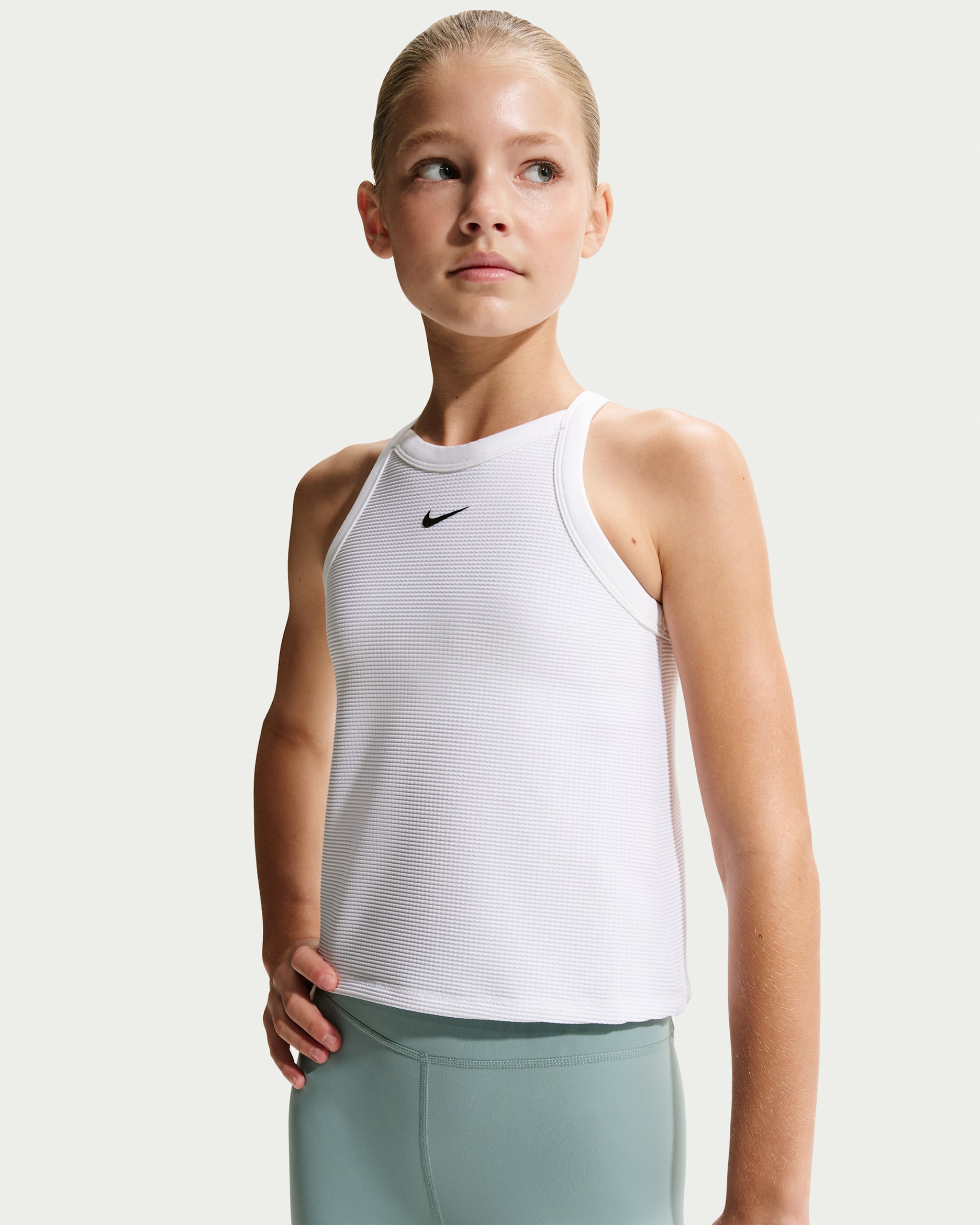 Nike Girls' High-Neck Tank Top - White/Black