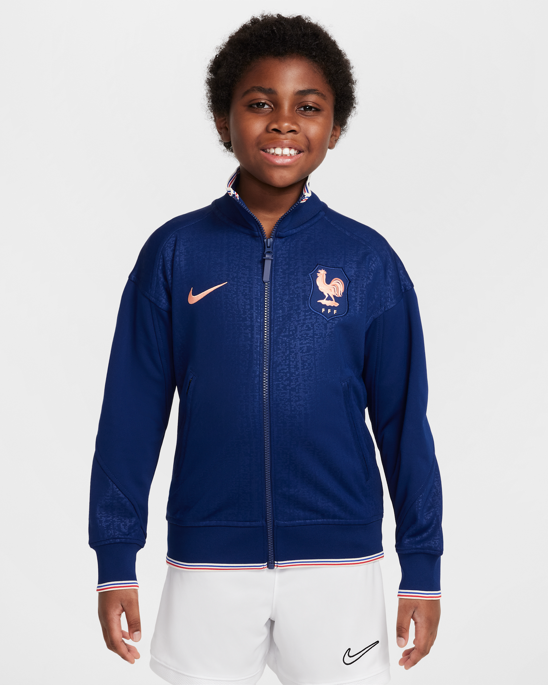 Veste de foot nationale Nike Dri-FIT France Academy Pro pour ado - Blue Void/Light Madder Root